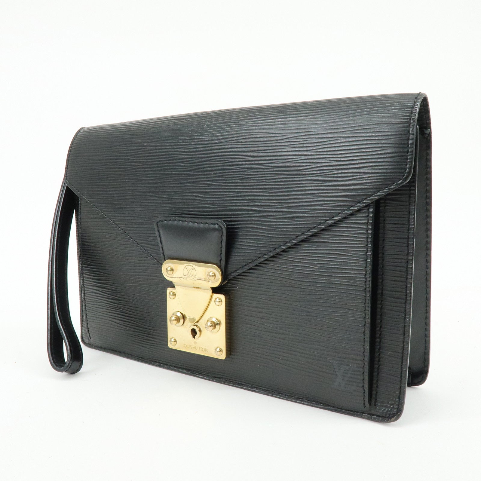 Louis Vuitton Epi Sellier Dragonne Leather Clutch Bag Noir Black M52612