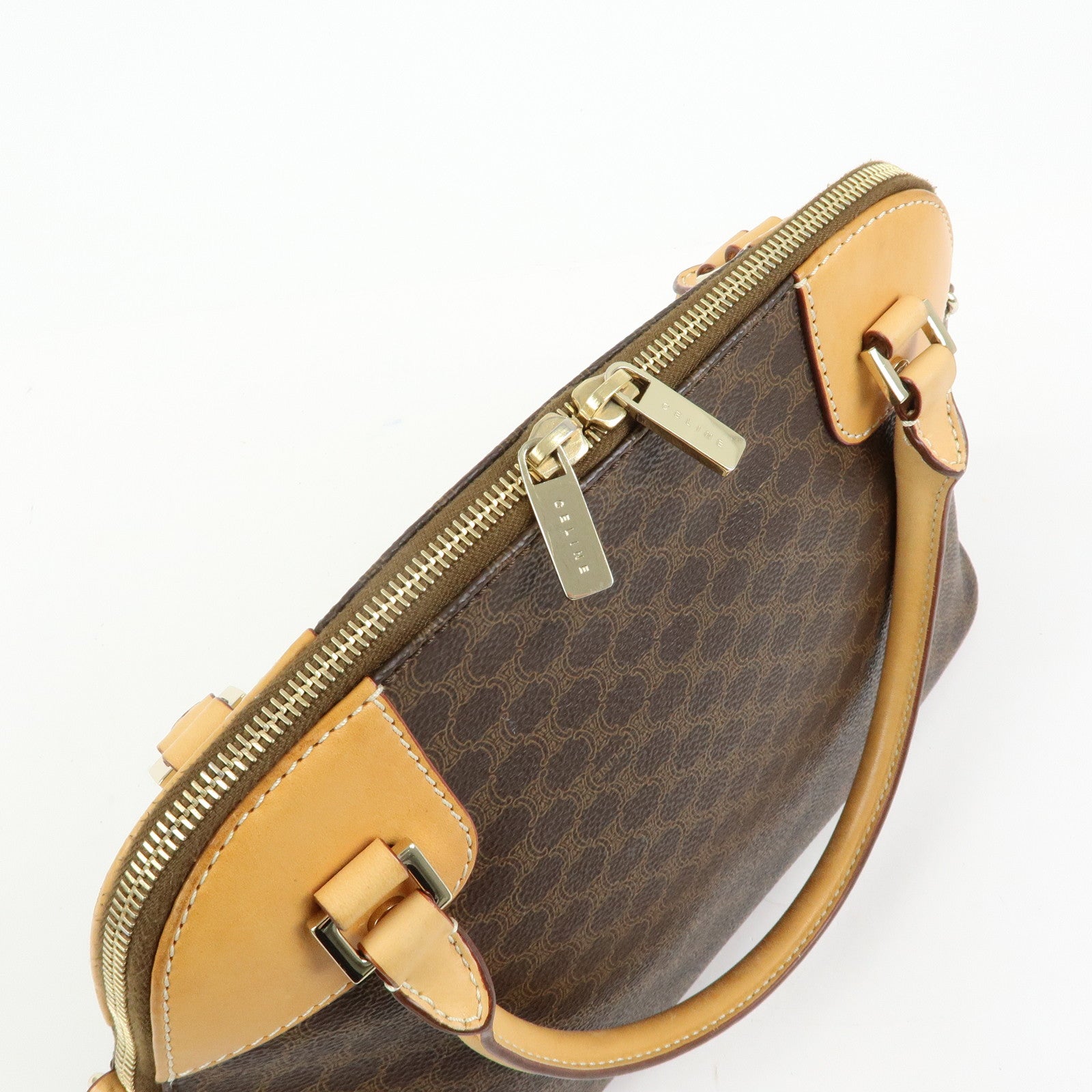CELINE Macadam PVC Leather 2Way Bag Hand Bag Brown