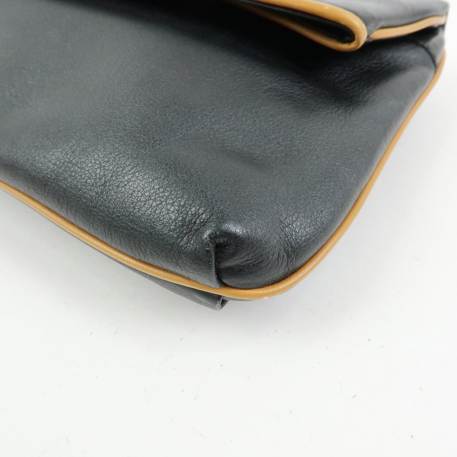 CELINE Macadam Leather Clutch Bag Flat Pouch Black