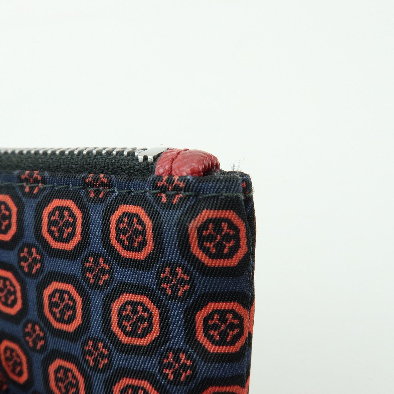 PRADA Triangle Logo Nylon Leather Mini Pouch Key Ring Navy 2TT072