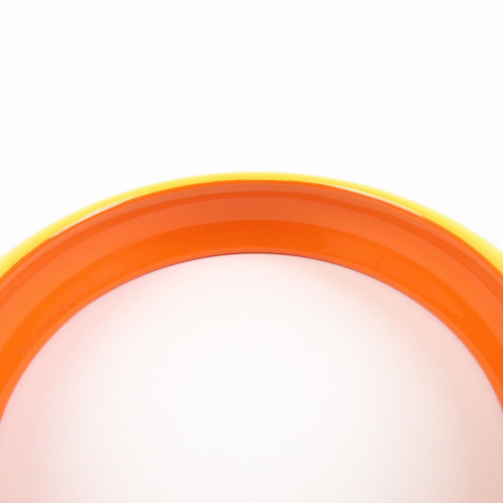 HERMES Fusion Lacquered Wood Bangle Bracelet Orange Pink