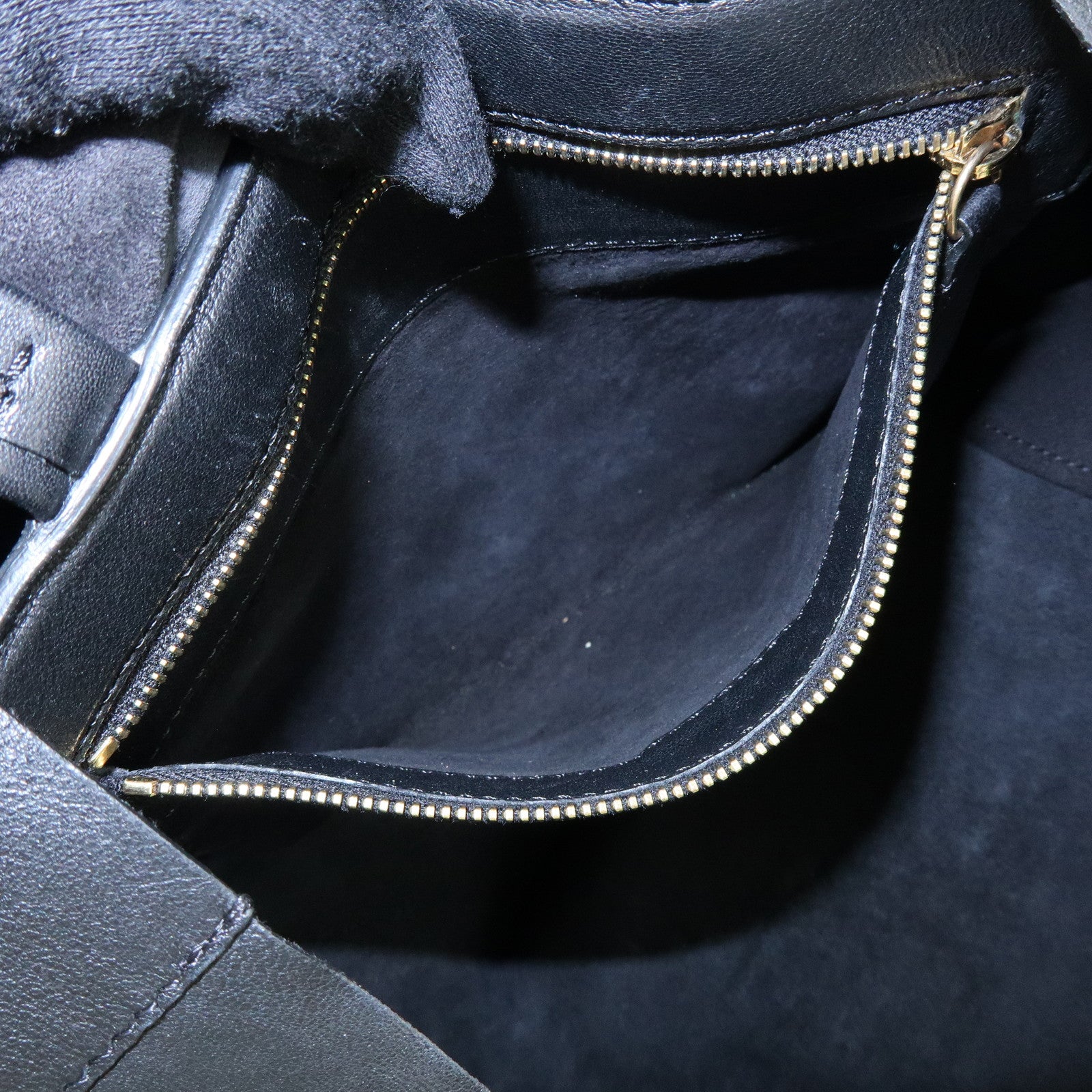 CELINE Horizontal Cabas Leather Tote Bag Hand Bag Black