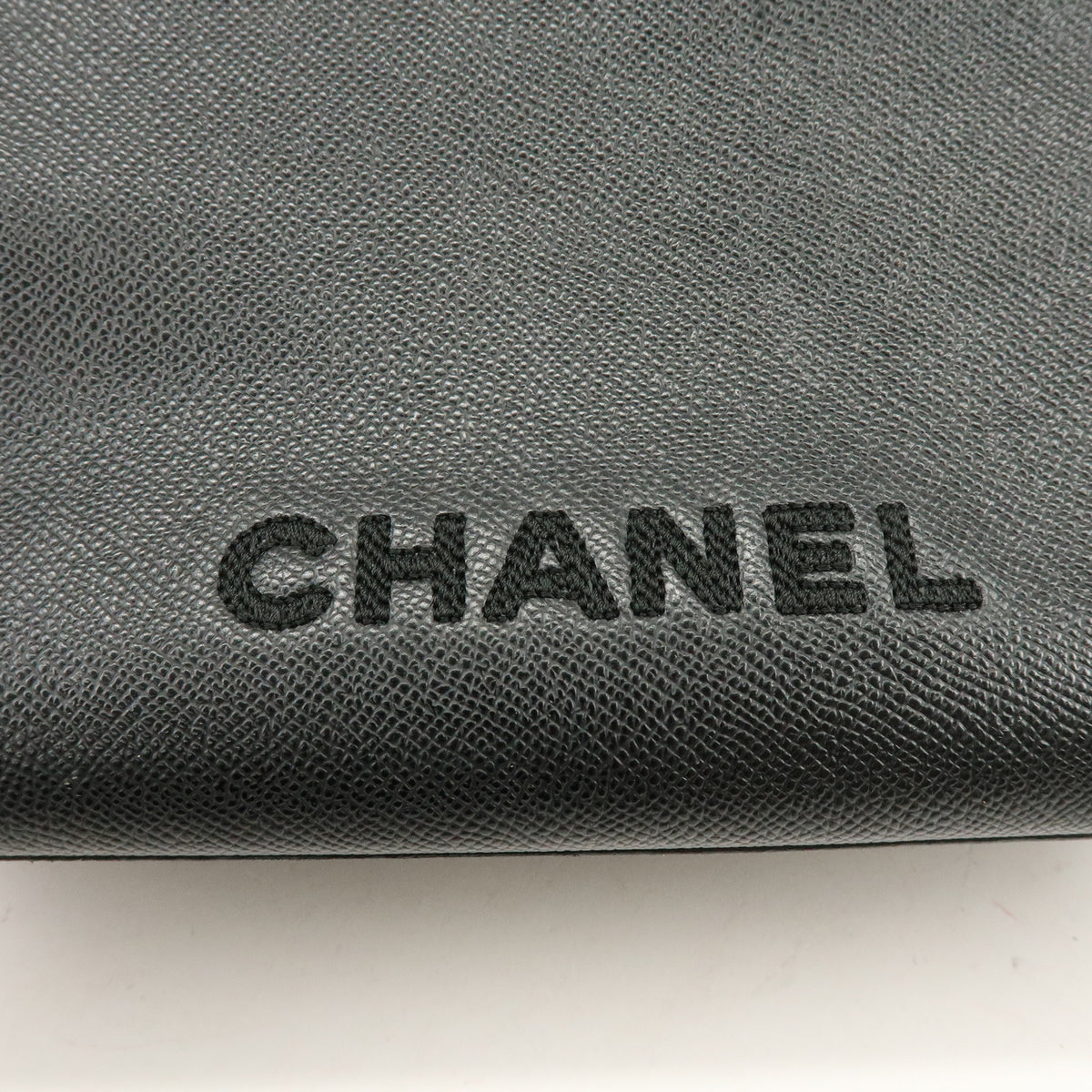 CHANEL Logo Caviarskin Tote Bag Shoulder Bag Black