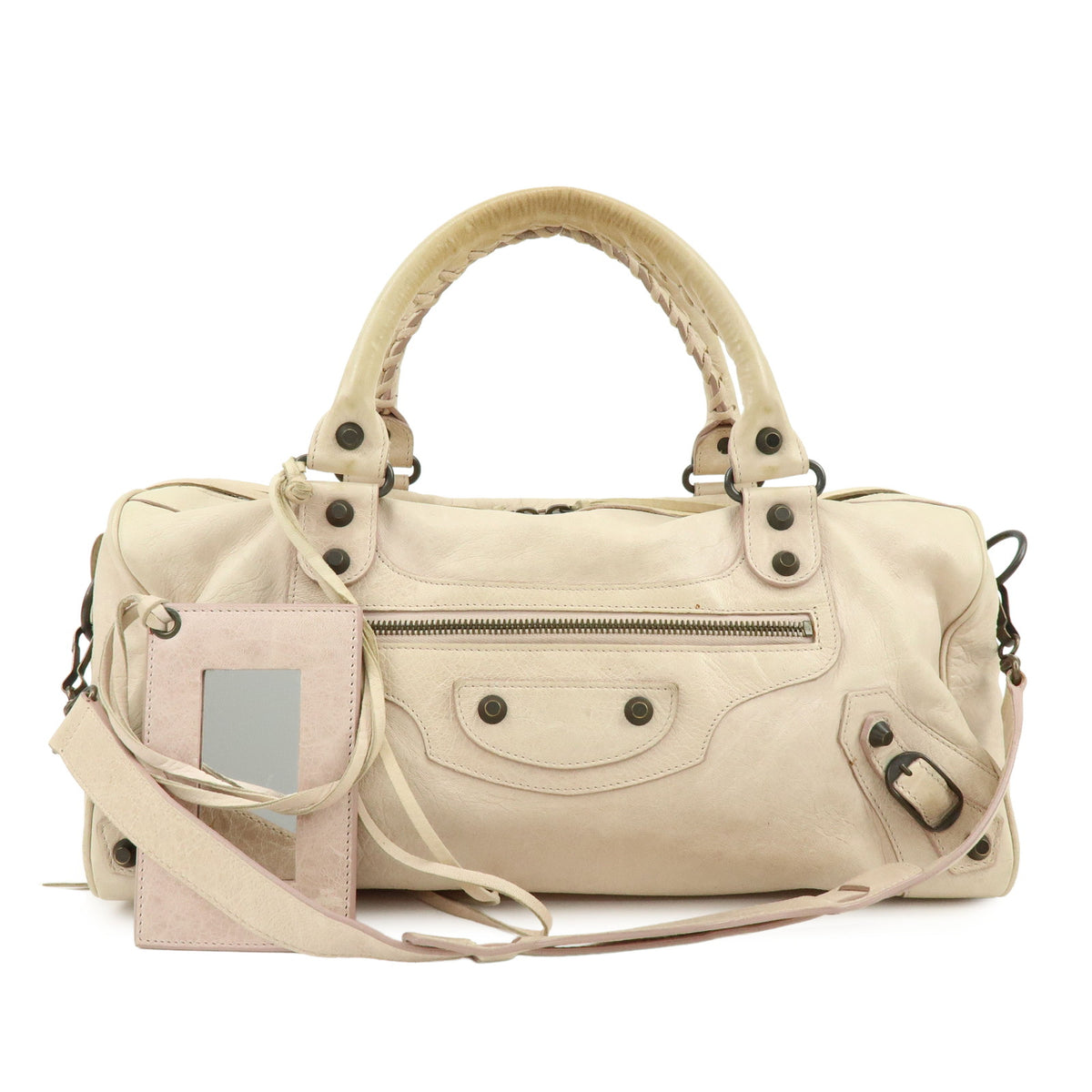 BALENCIAGA The Twiggy Leather 2Way Hand Bag White Light Purple 128523