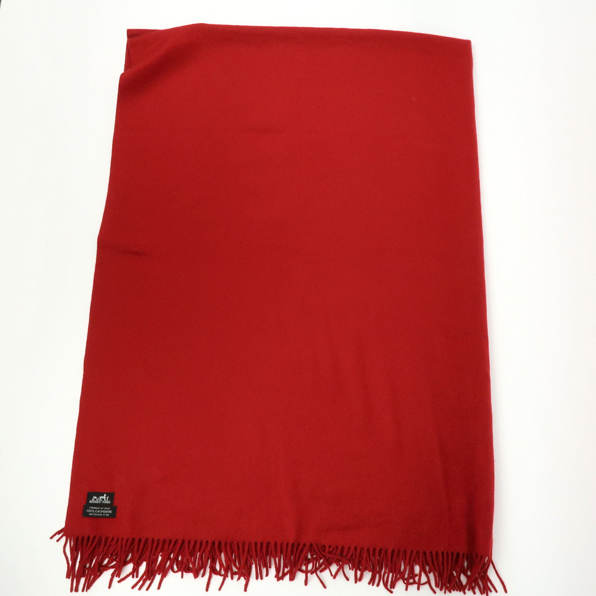 HERMES Cashmere 100% Oversized Scarf Stole Blanket Red