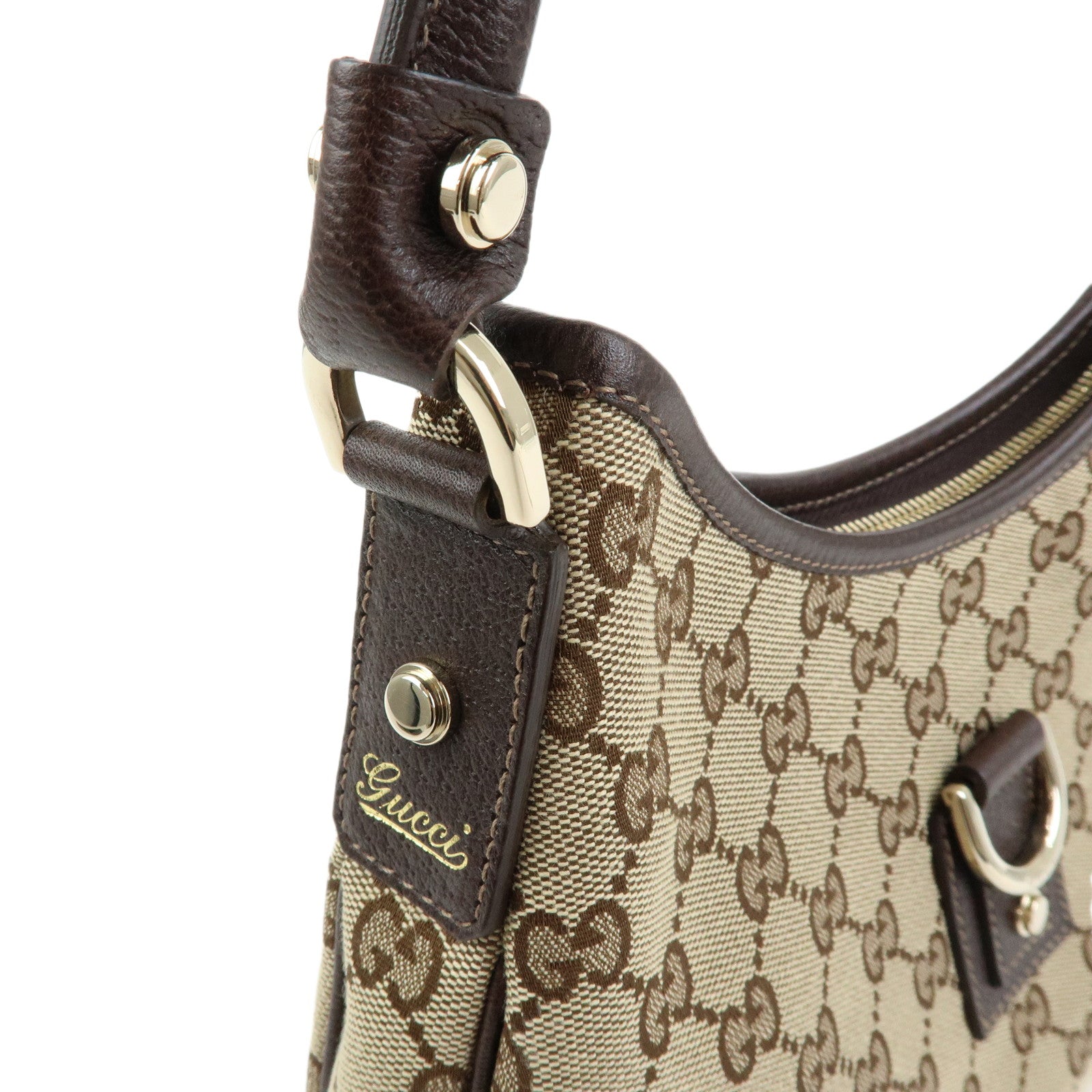 GUCCI Abby GG Canvas Leathe Shoulder Bag Hand Bag Beige Brown 130733