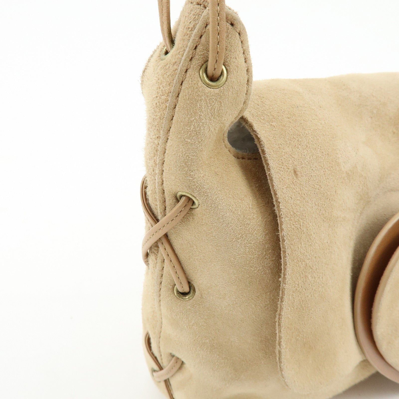 GUCCI Heart Suede Leather Shoulder Bag Crossbody Bag Beige 95107