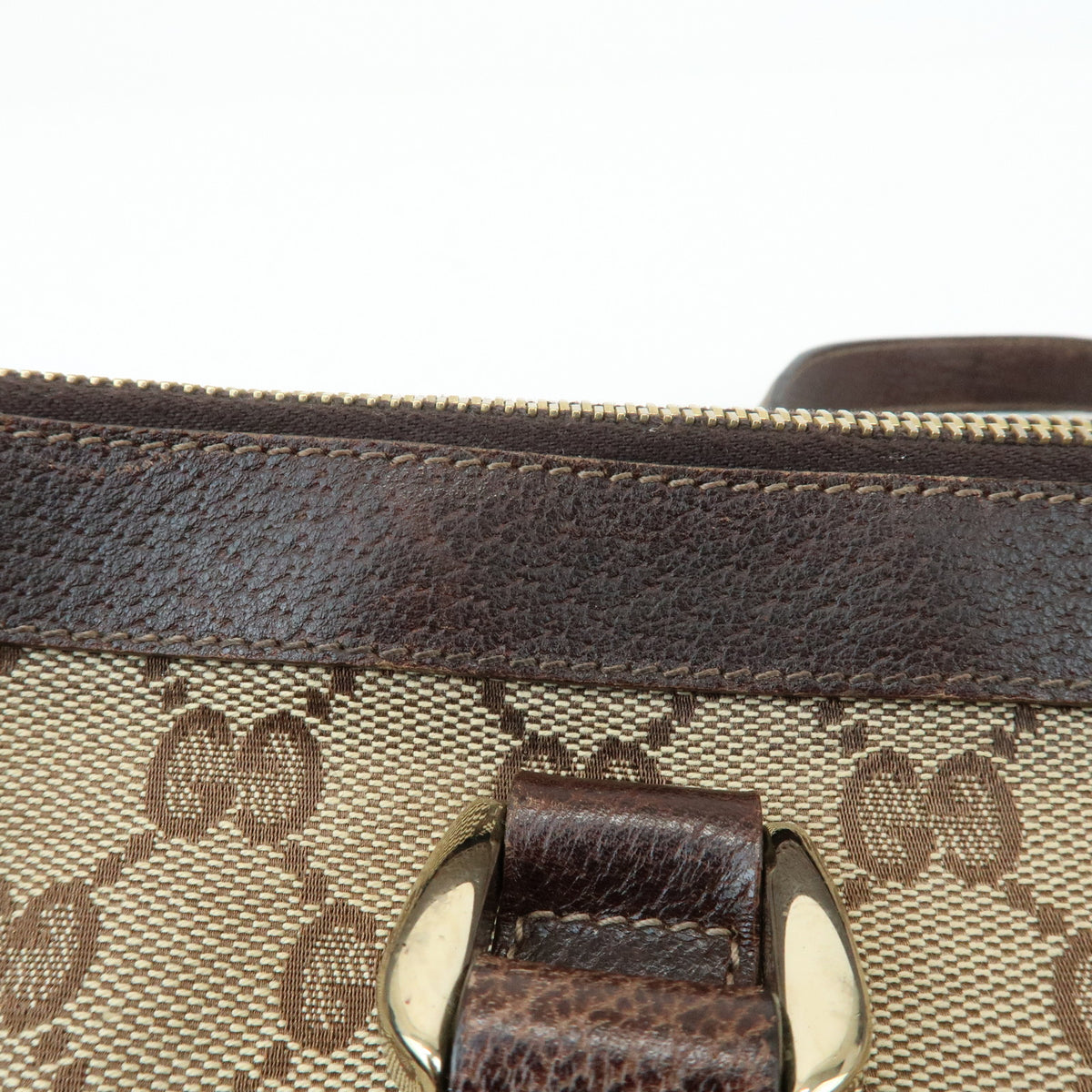 GUCCI Abbey GG Canvas Leather Tote Bag Hand Bag Beige Brown 141470