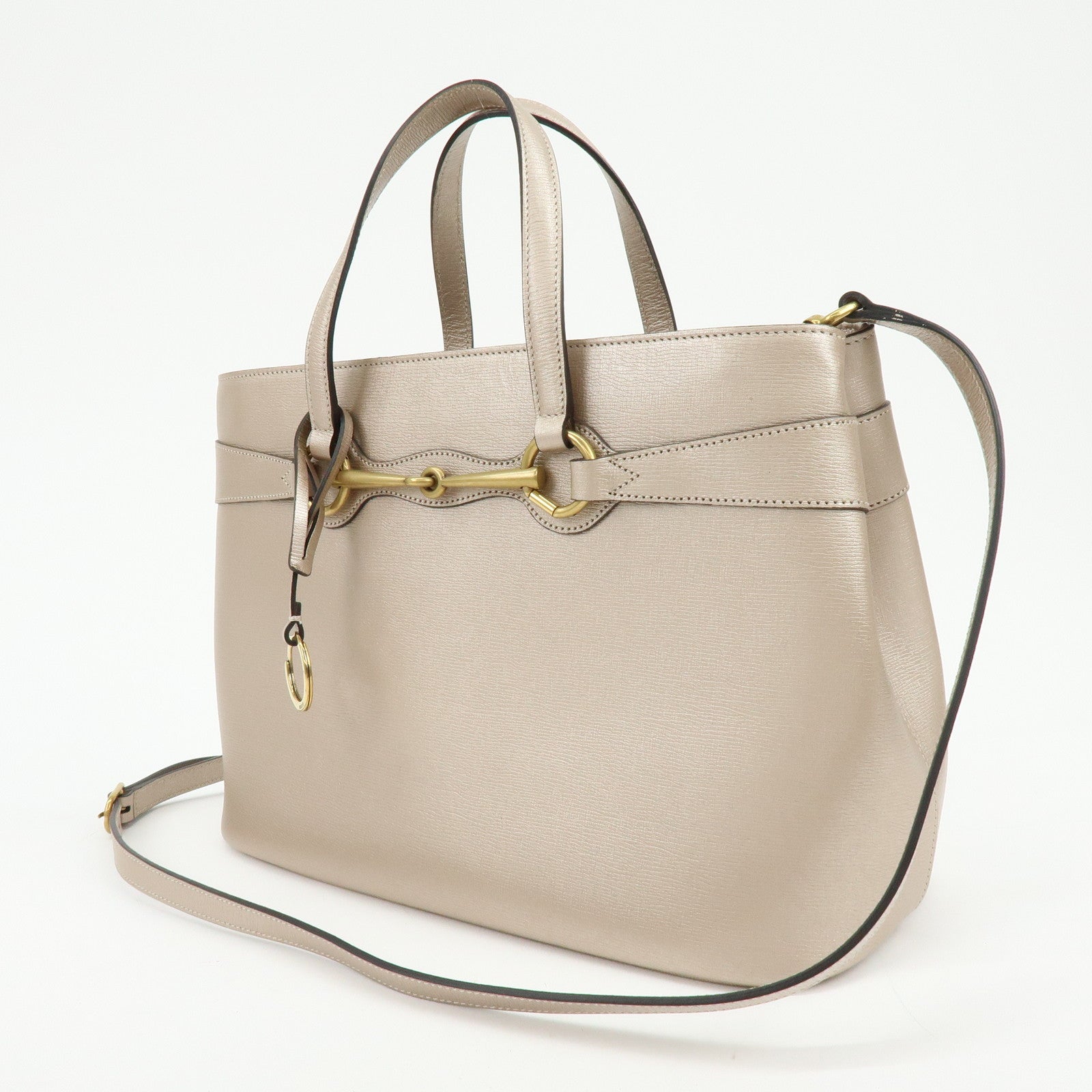 GUCCI Horsebit Leather 2Way Bag Hand Bag Champaign Pink 319795