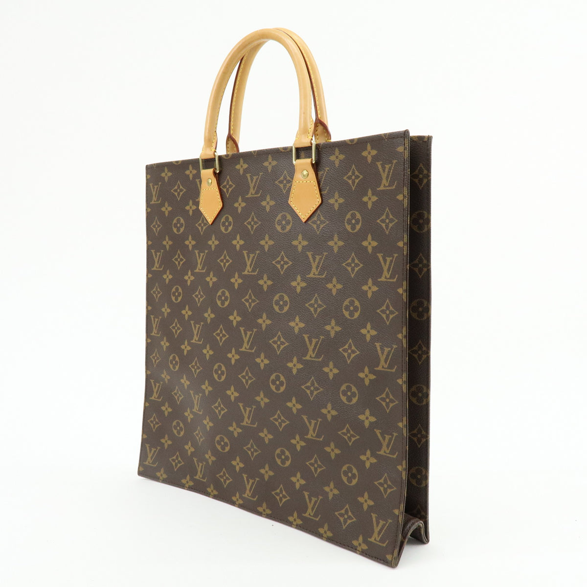 Louis Vuitton Monogram Sac Plat Tote Bag Hand Bag Brown M51140