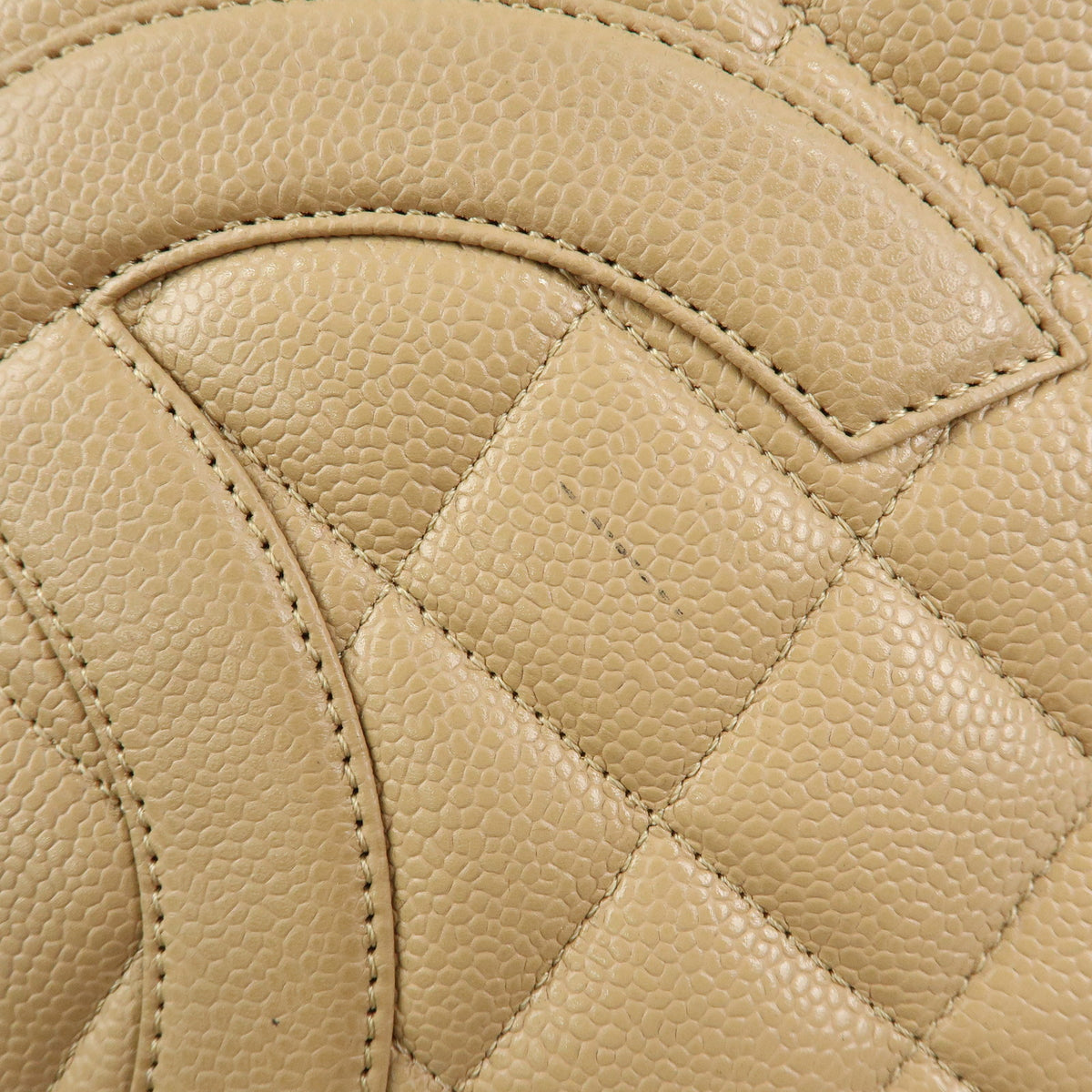 CHANEL Medallion Matelasse COCO Mark Caviarskin Tote Bag Beige A01804