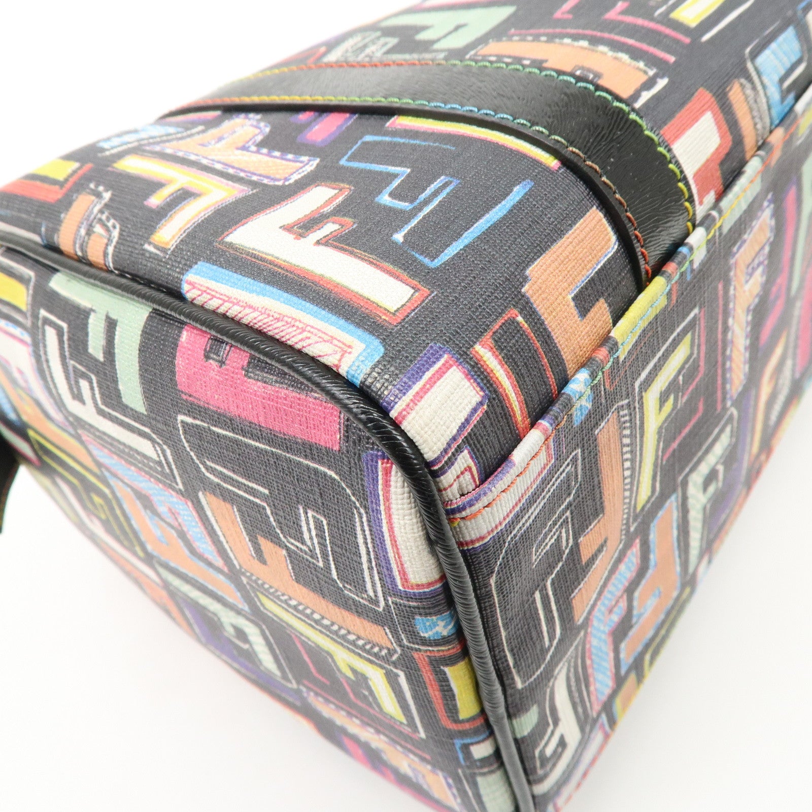 FENDI Zucca PVC Leather Mini Boston Bag Hand Bag Multi Color 8BL068 Used