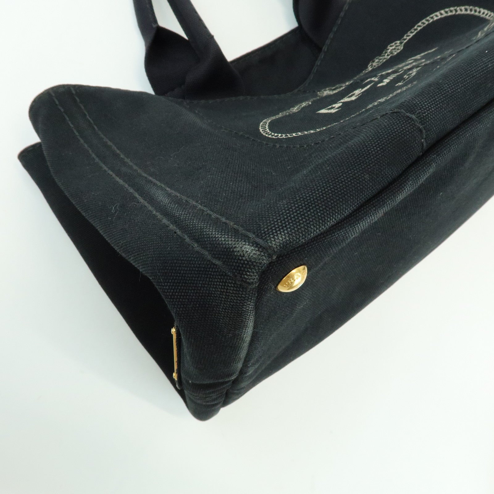 PRADA Triangle Logo Canapa Large Canvas Tote Bag Black B1872B