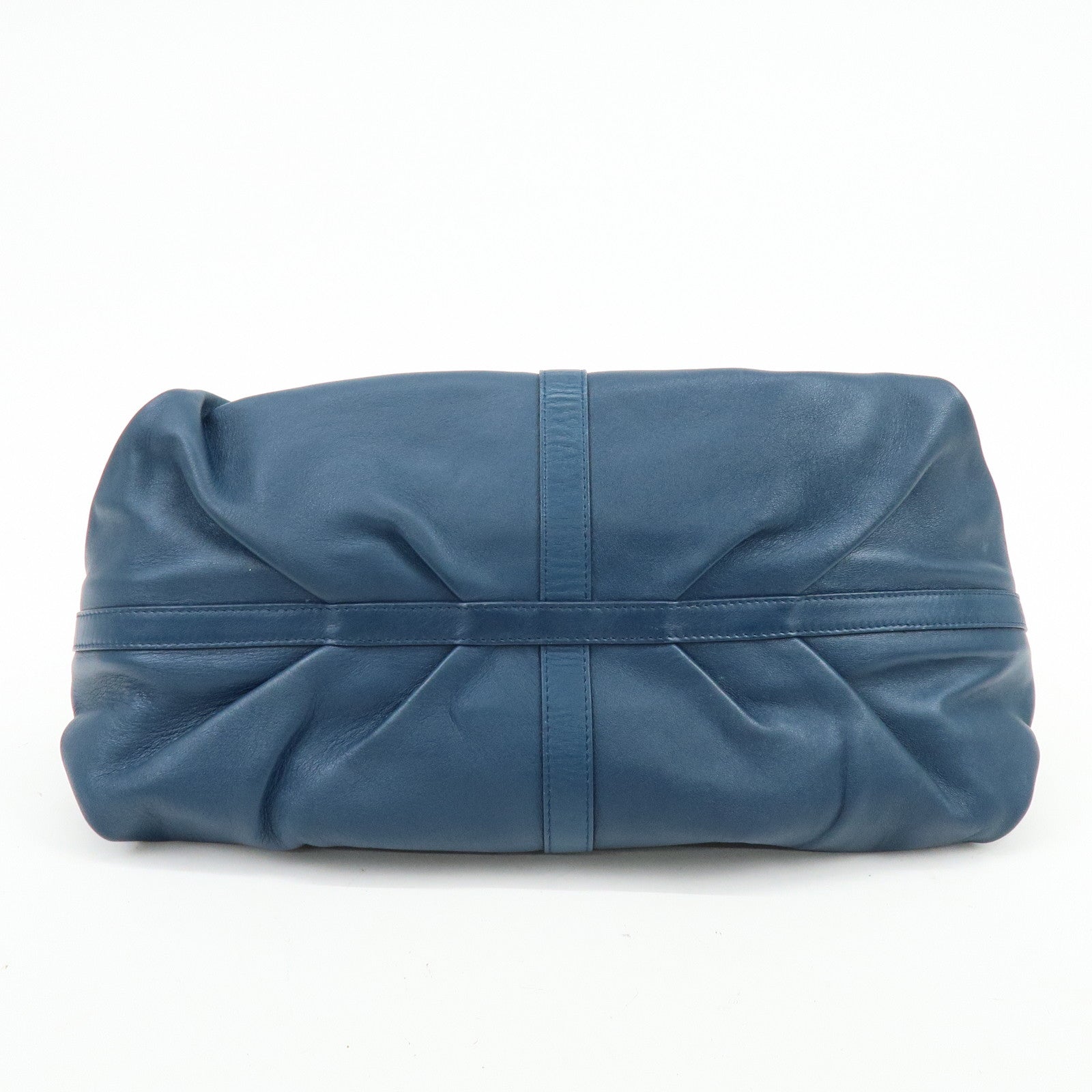 BVLGARI Chandra Leather Shoulder Bag Double Circle Ring Turquoise Blue