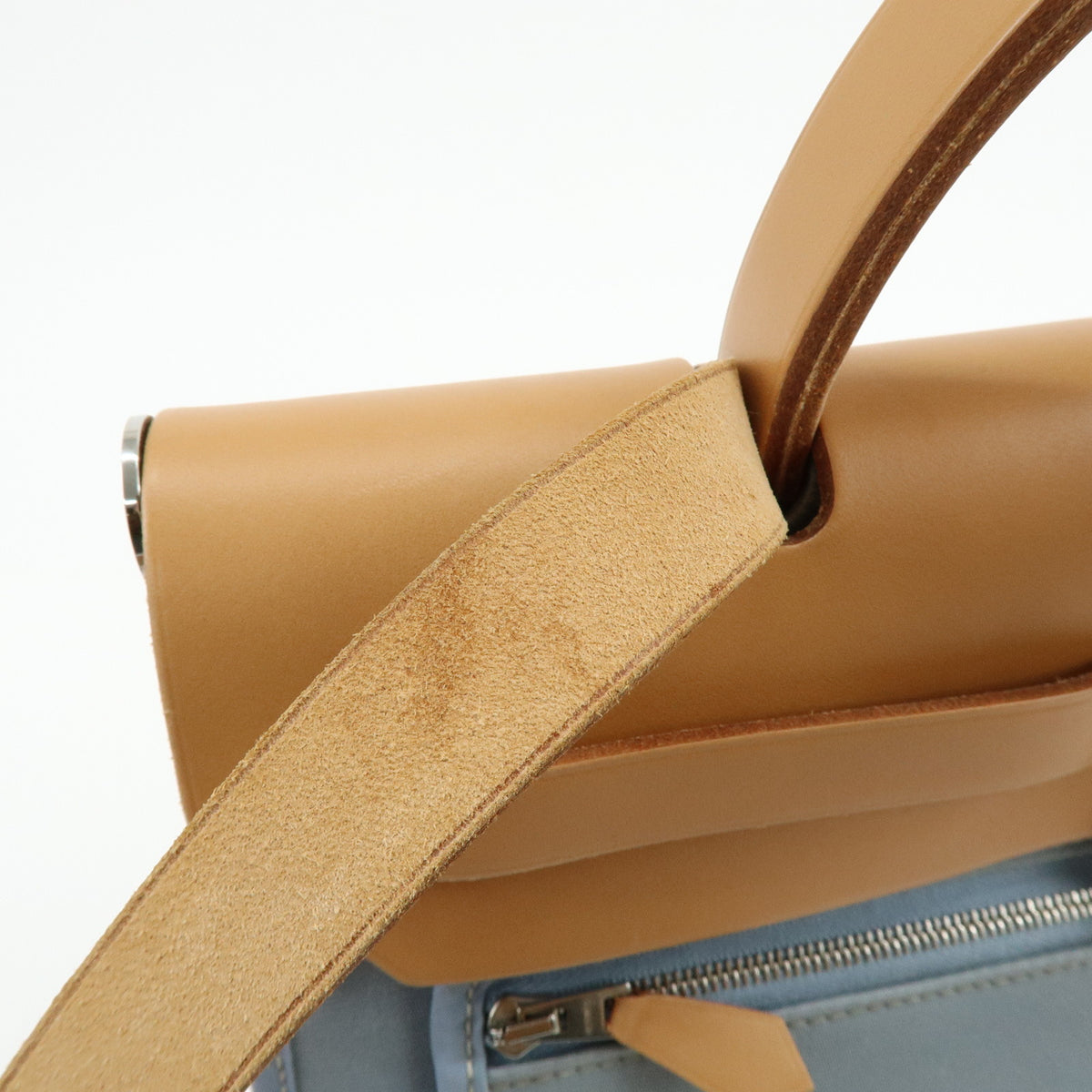 HERMES Herline Herbag Zip PM Toile Officier Vache Hunter 2Way Bag Blue