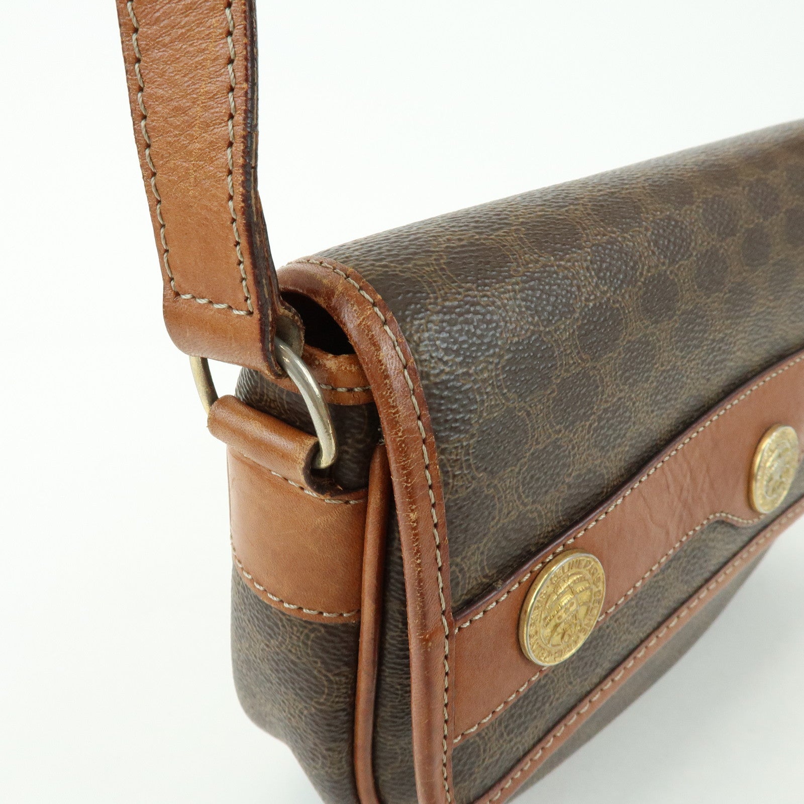 CELINE Macadam PVC Leather Shoulder Bag Crossbody Bag Brown