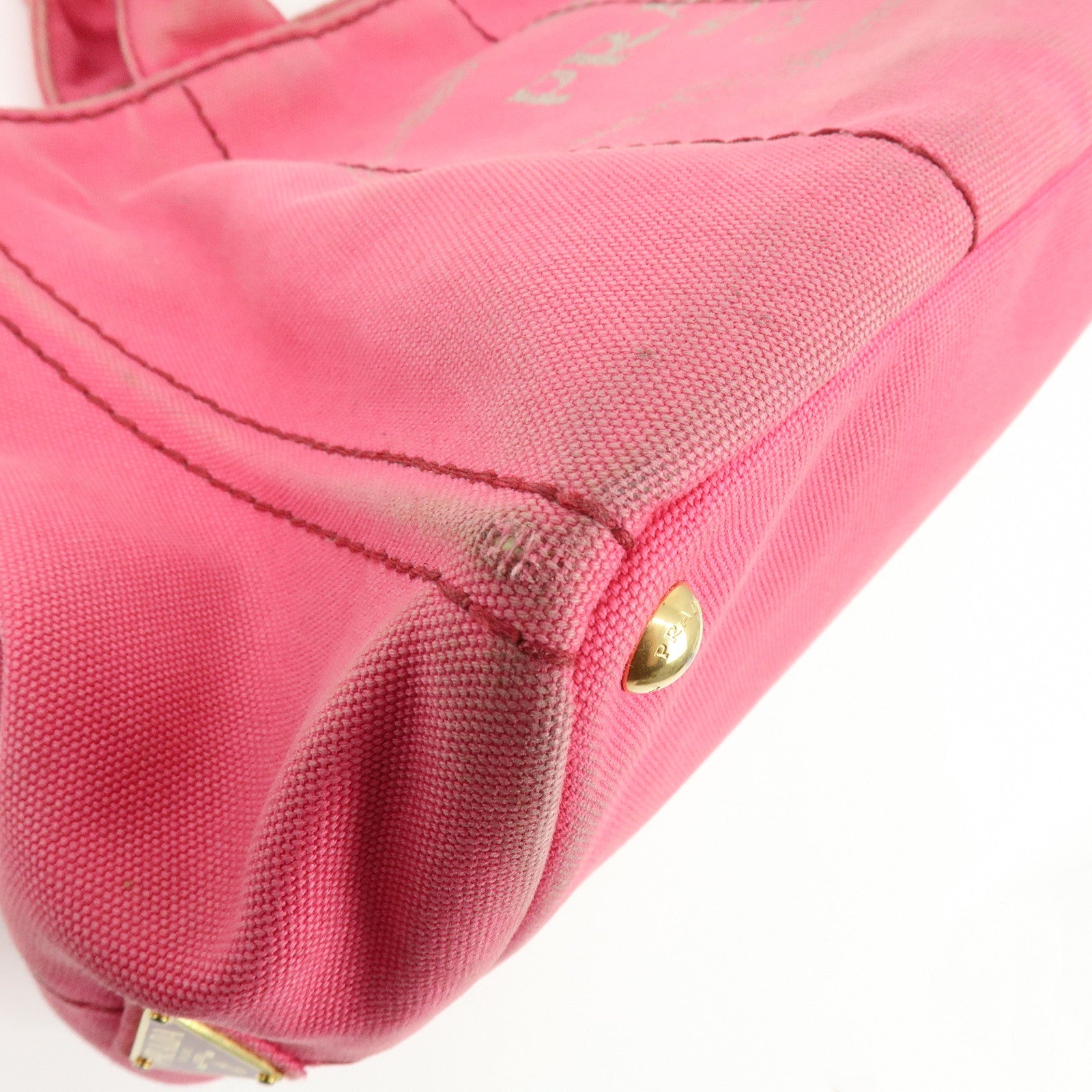 PRADA Canapa Triangle Logo Canvas 2Way Bag Hand Shoulder Bag Pink