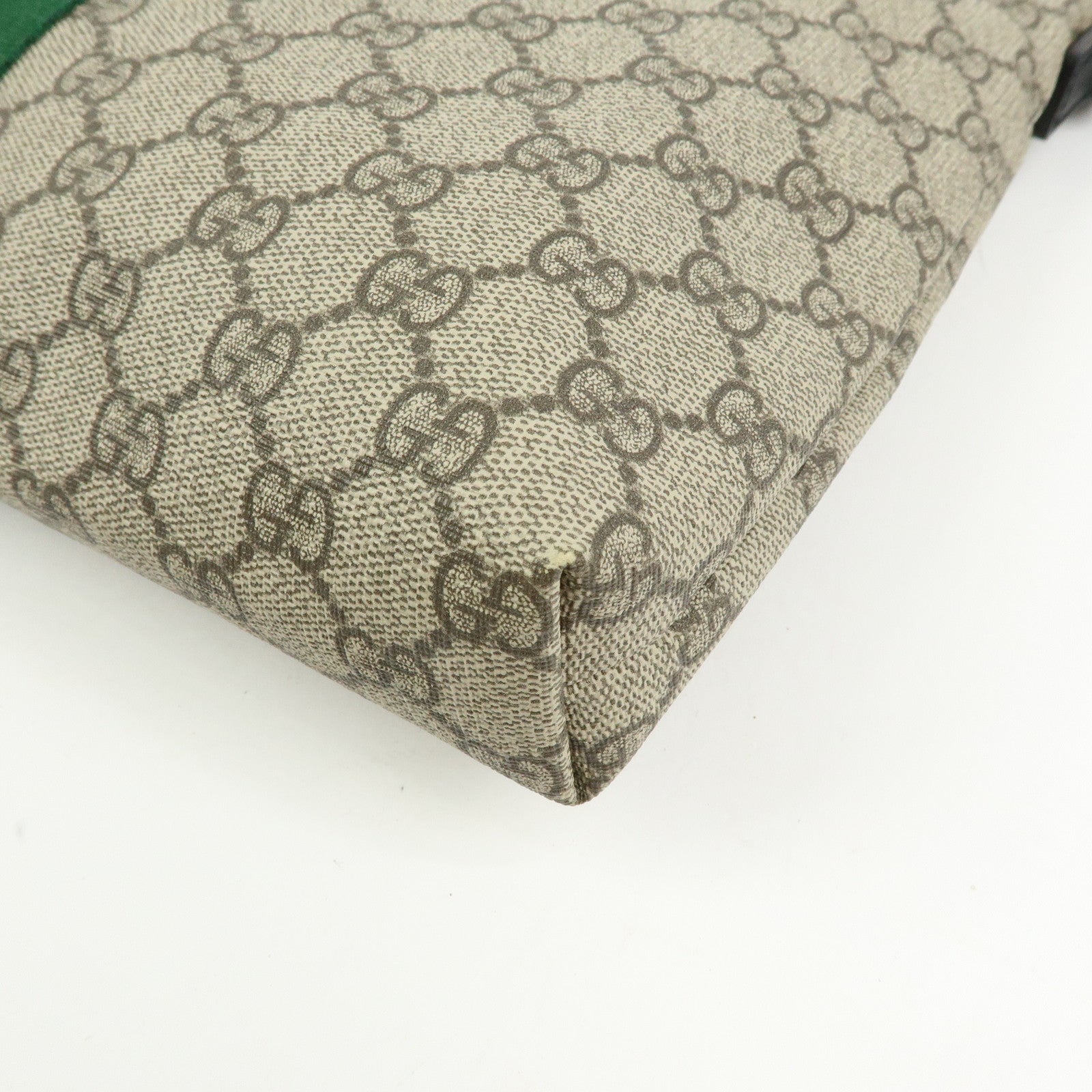 GUCCI Sherry GG Supreme Leather Messenger Bag Beige Black 523335