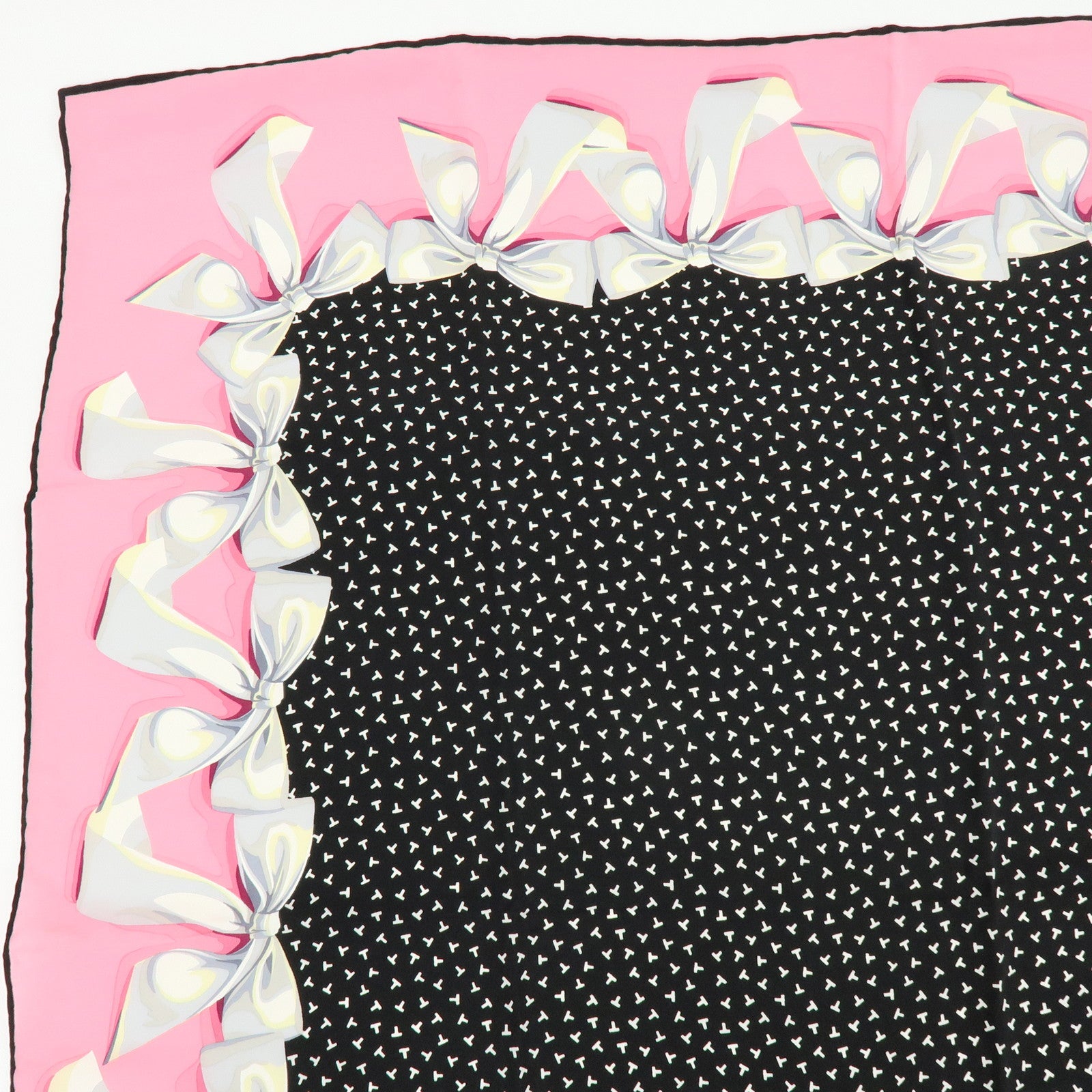 Tiffany & Co Silk 100% Scarf Ribbon Motif Black Pink White