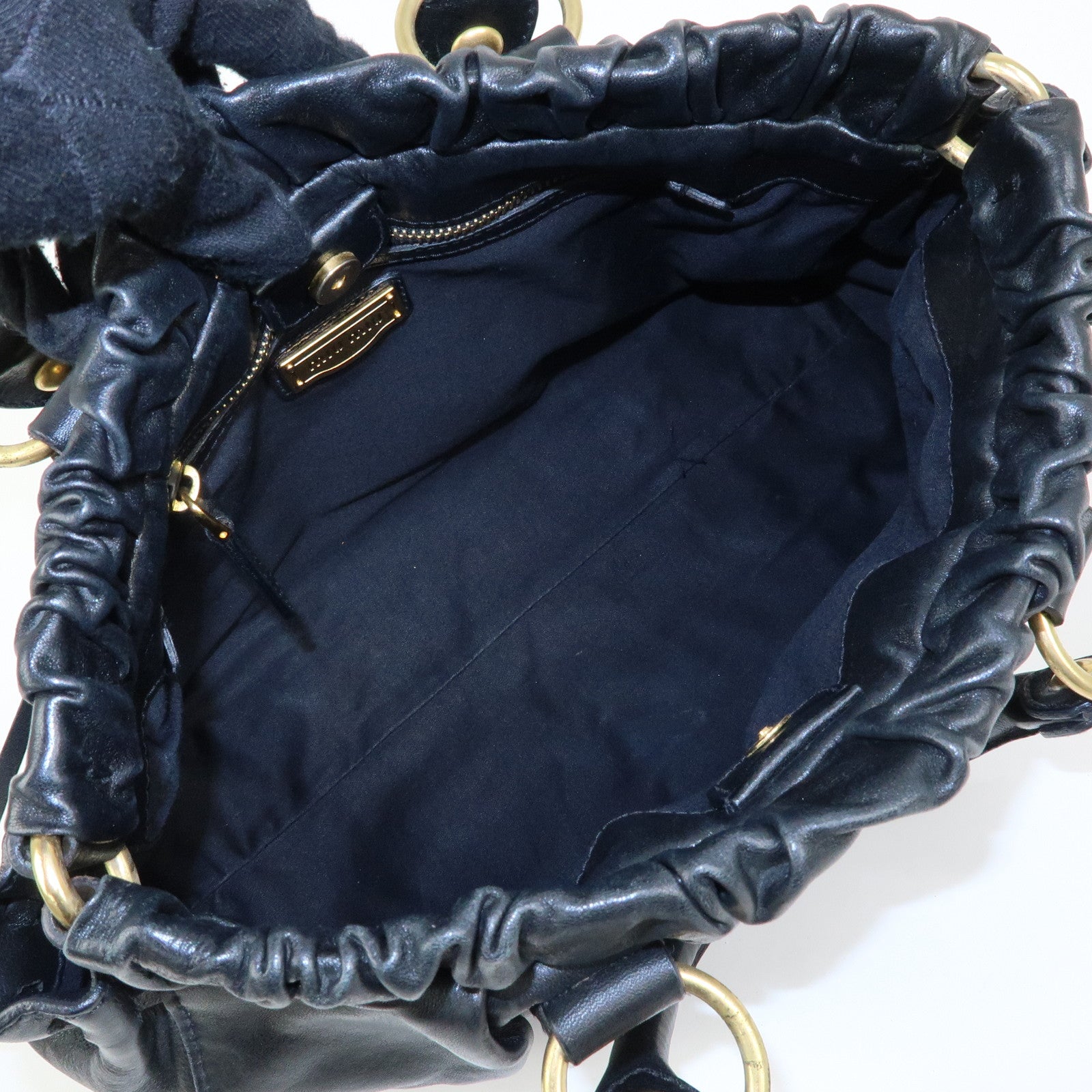MIU MIU Vitello Lux Leather 2Way Bag Hand Bag Shoulder Bag Black