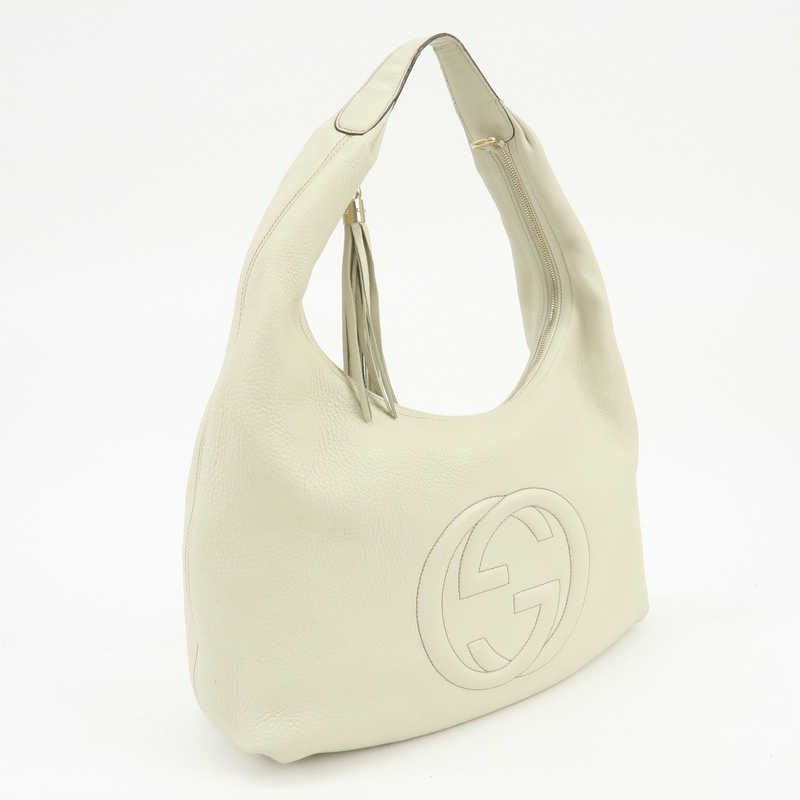 GUCCI SOHO Interlocking G Leahter Shoulder Bag White 282304