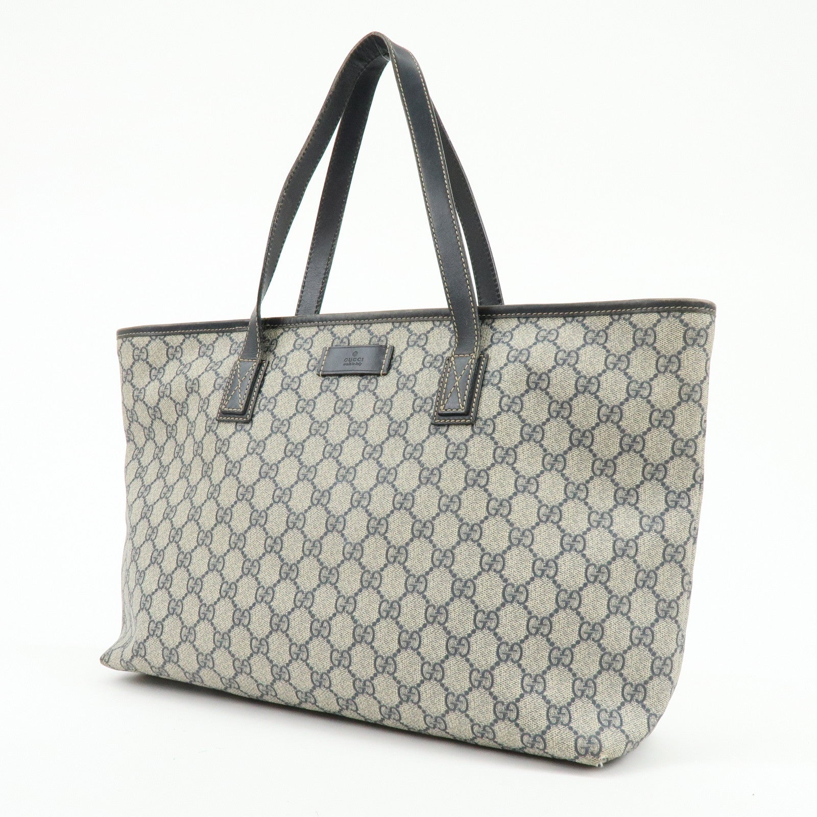 GUCCI GG Supreme Leather Tote Bag Shoulder Bag Beige Blue 211137