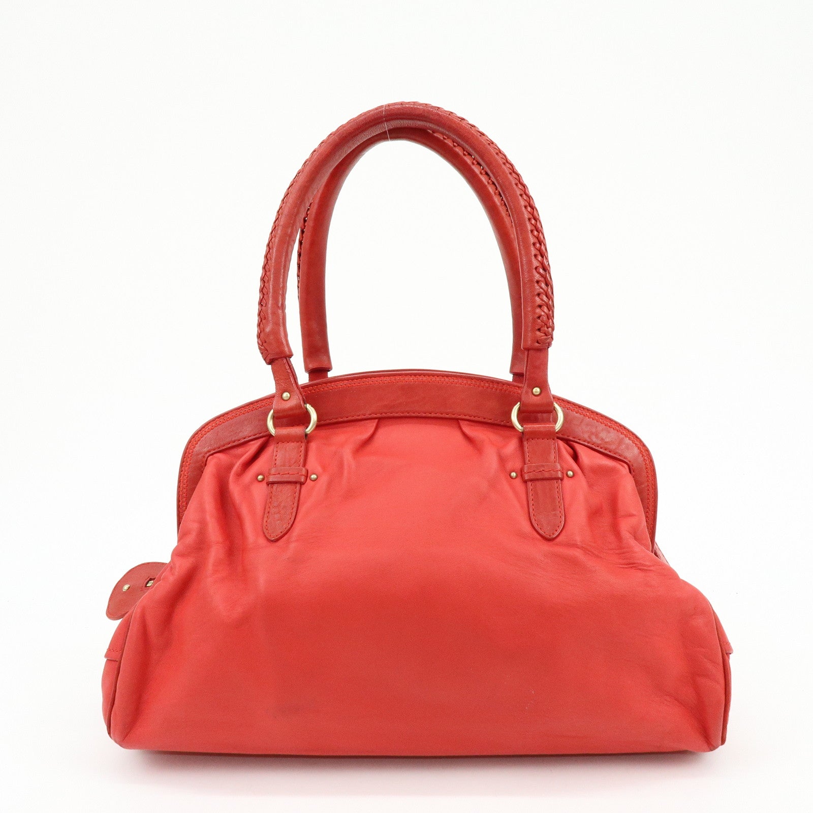 Christian Dior My Dior Logo Leather Hand Bag Satchel Bag Red