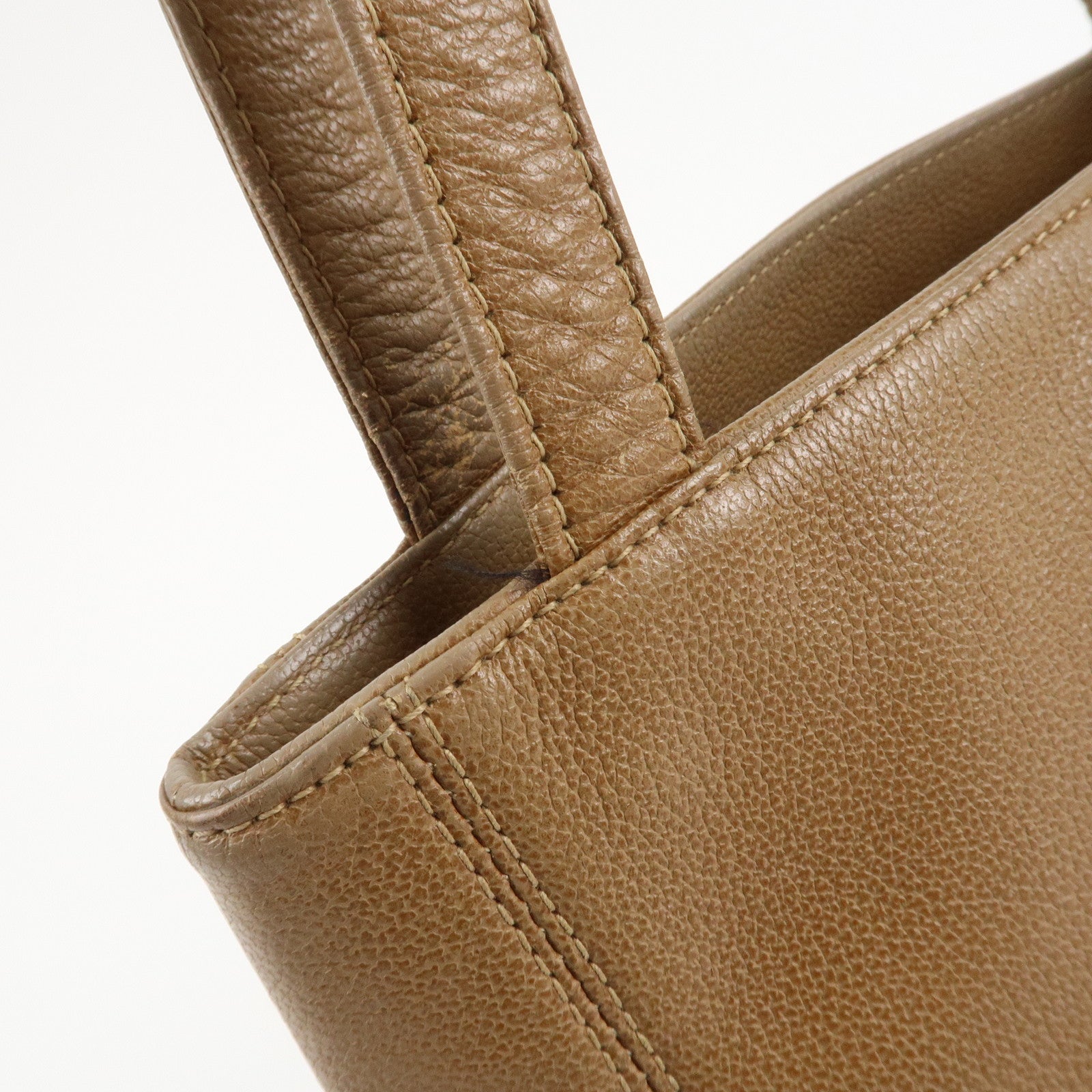 CHANEL COCO Mark Caviarskin Leather Bag Tote Bag Shoulder Bag Beige Used