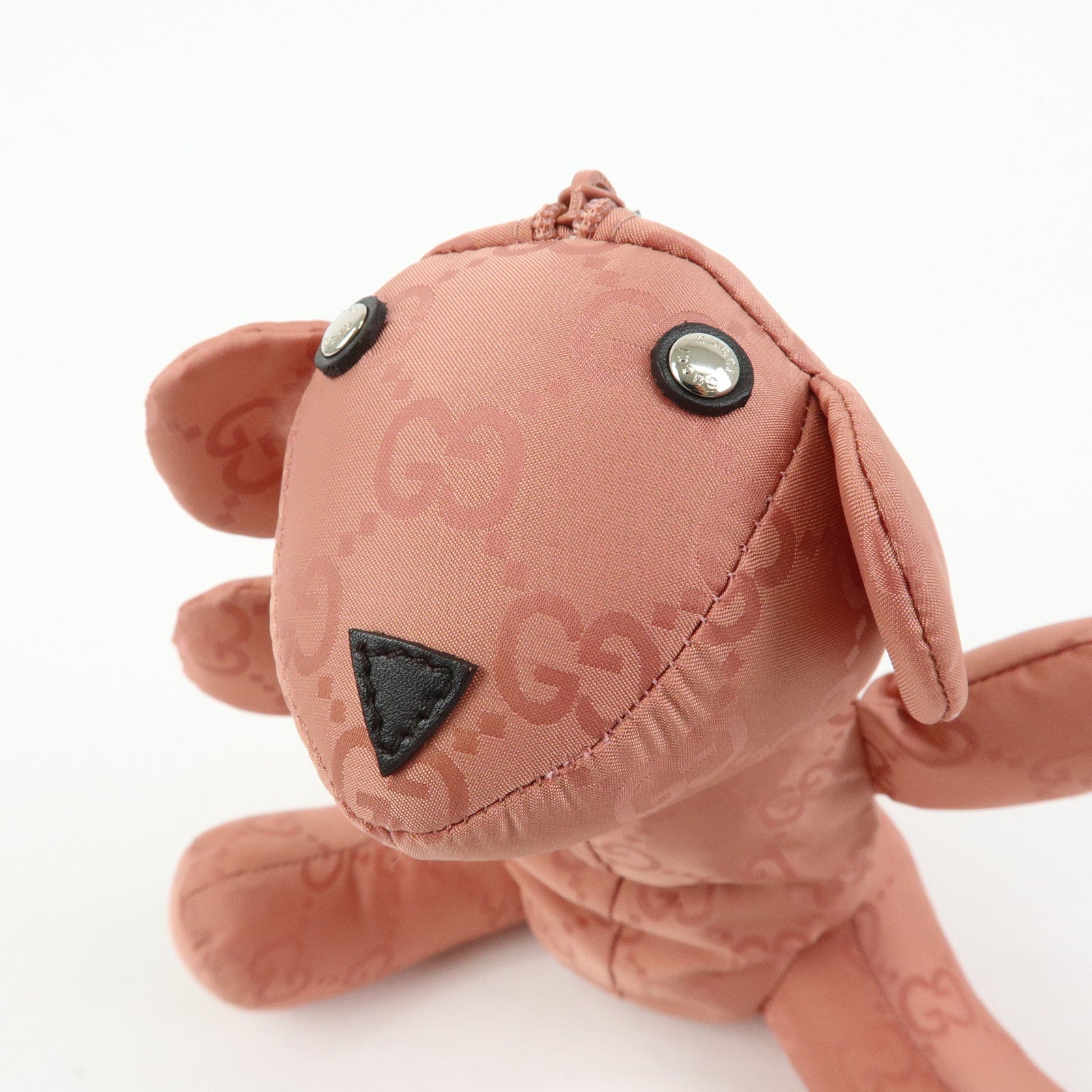 GUCCI Teddy Bear GG Nylon Cosmetic Pouch Bag Charm Pink 223669