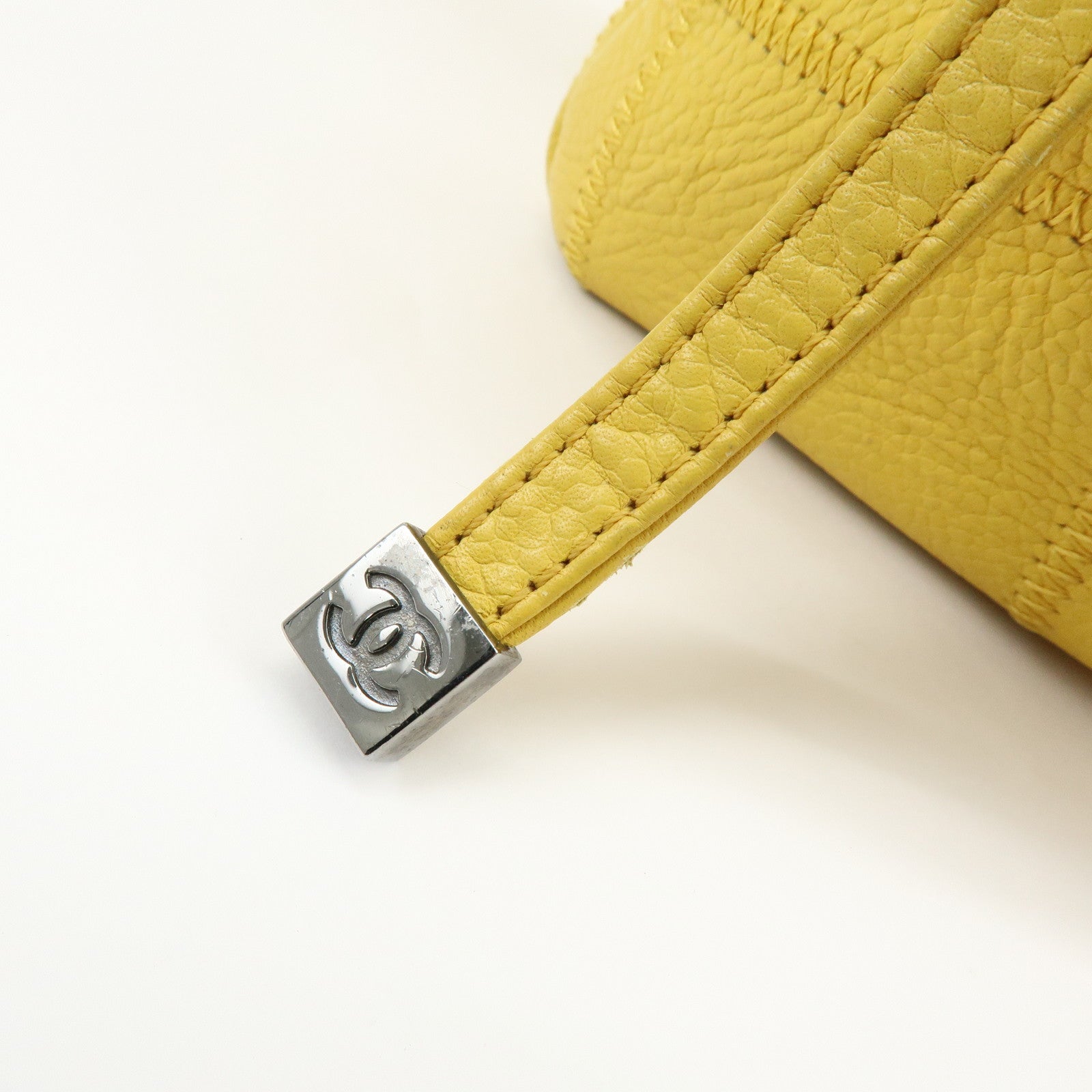 CHANEL Chocolate Bar COCO Mark Caviarskin Boston Bag Yellow A28023