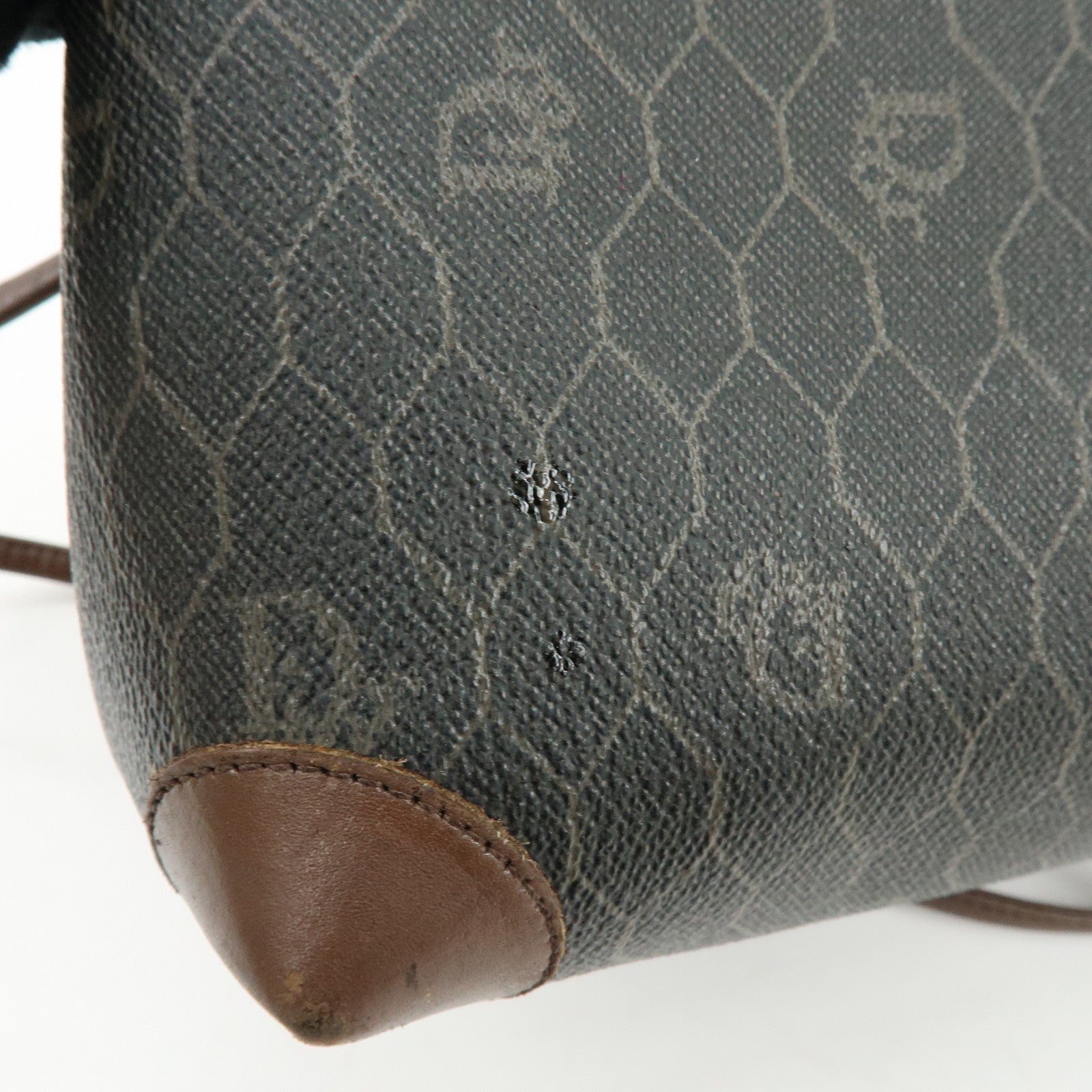 Christian Dior Honeycomb PVC Leather Shoulder Bag Brown Black