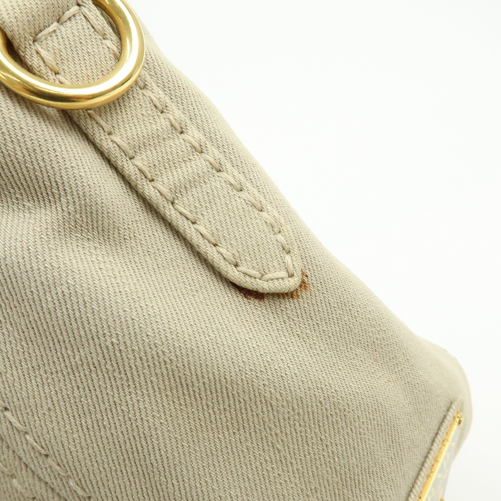 PRADA Triangle Logo Canvas 2Way Bag Tote Shoulder Bag Beige BN2069