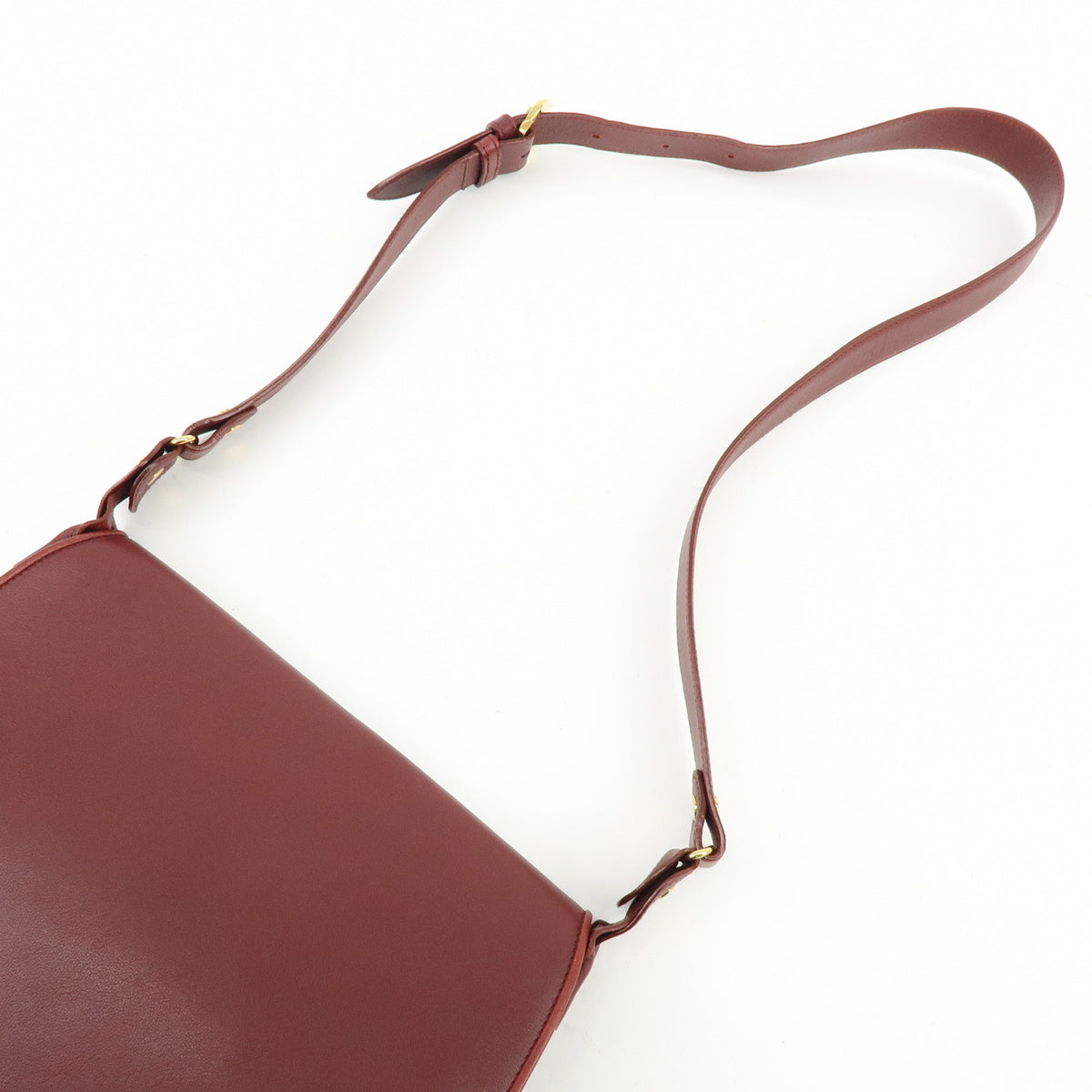 Cartier Must de Cartier Leather Flap Shoulder Bag Bordeaux