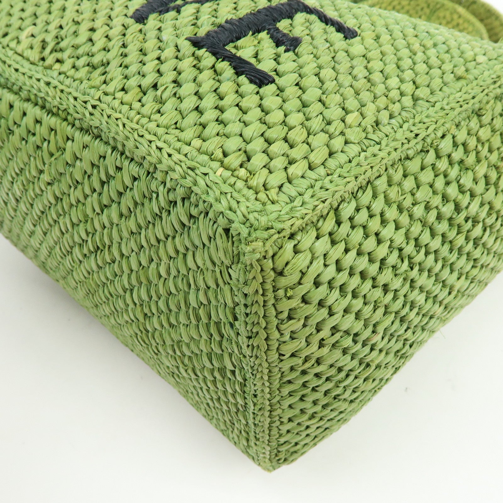 LOEWE Font Tote Raffia Leather 2Way Bag Tote Bag Shoulder Bag Green