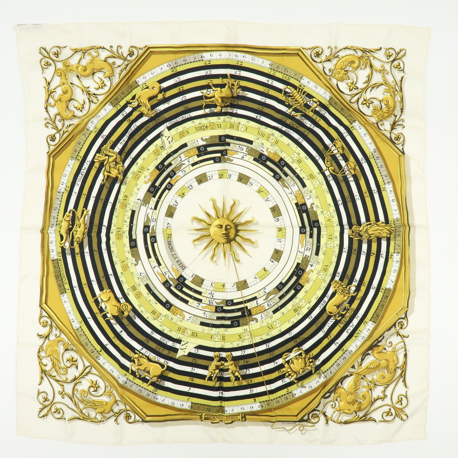 HERMES Carre 90 Silk 100% Scarf Lot of 2 Orange Gold Navy