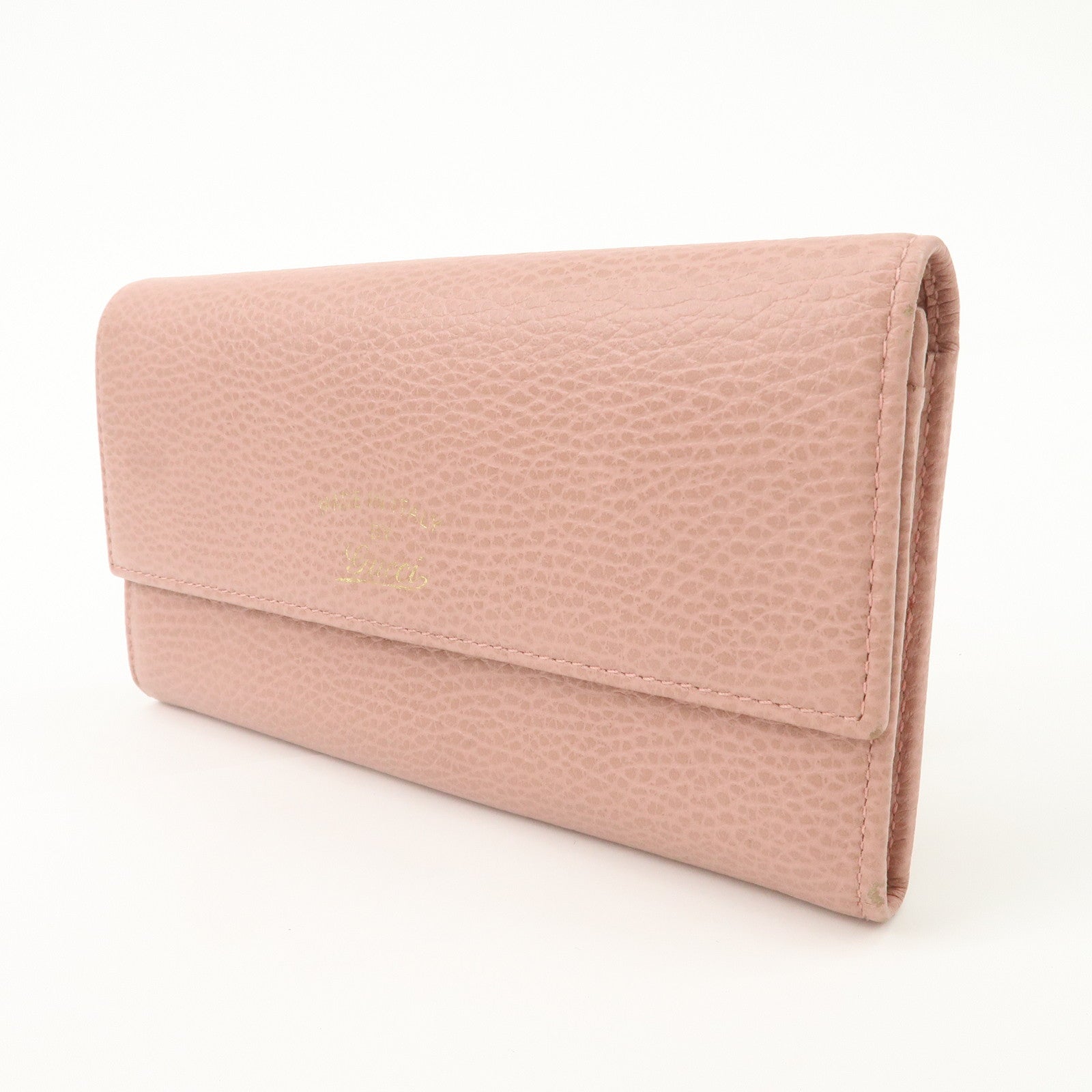 GUCCI Swing Leather Continental Wallet Long Wallet Pink 376186 Used