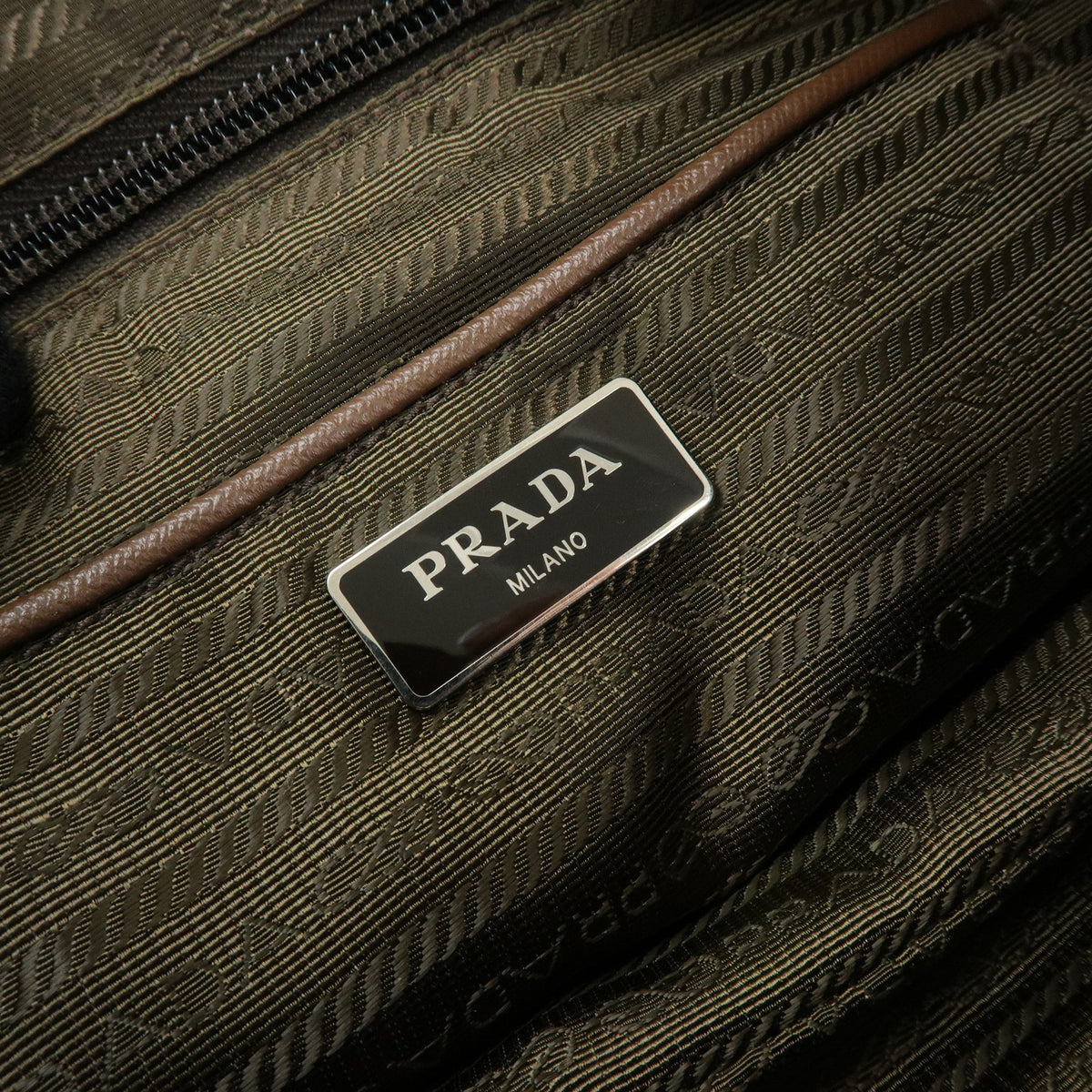 PRADA Triangle Logo Nylon Leather Shoulder Crossbody Bag Brown Pink
