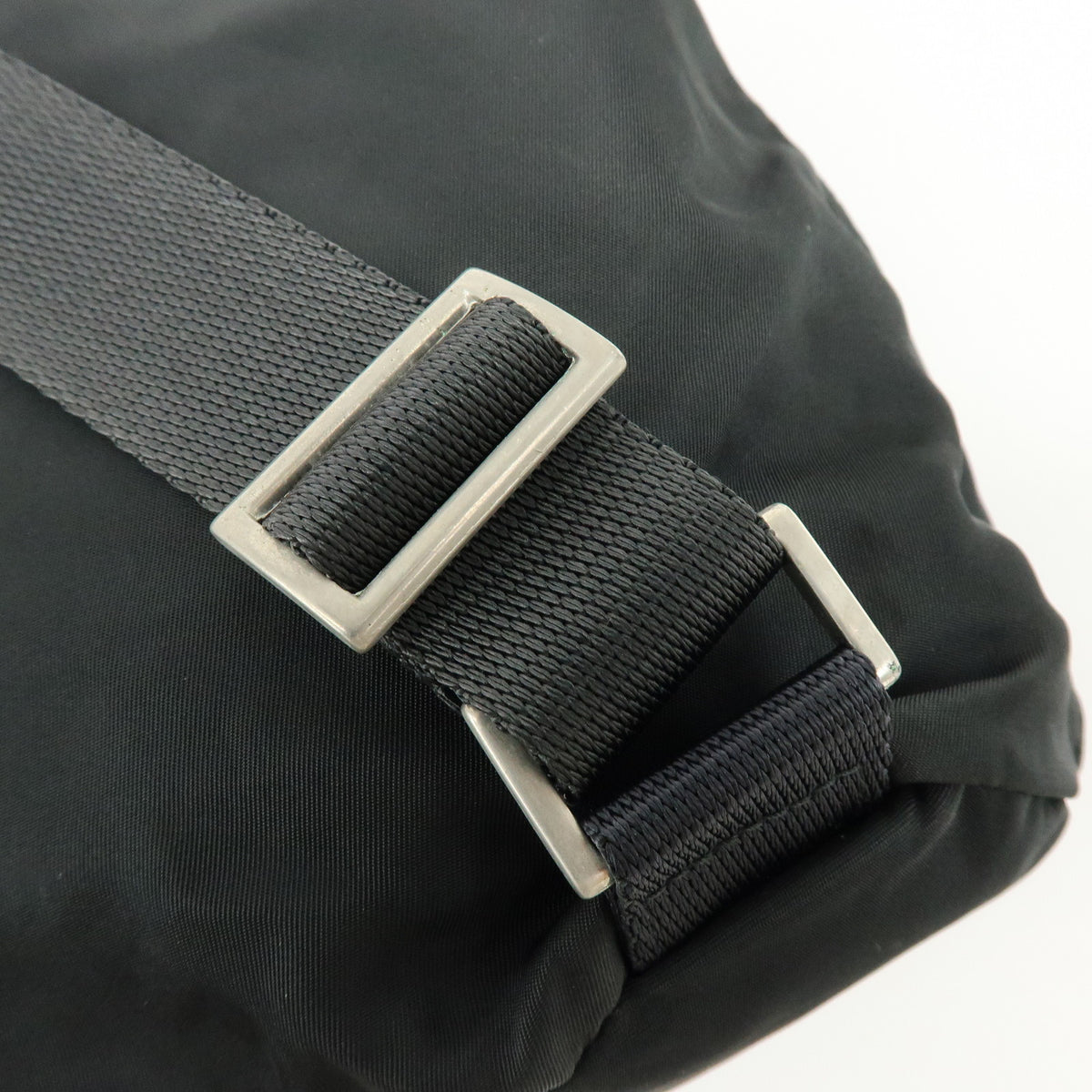 PRADA Triangle Logo Nylon Leather Backpack Rucksack Black