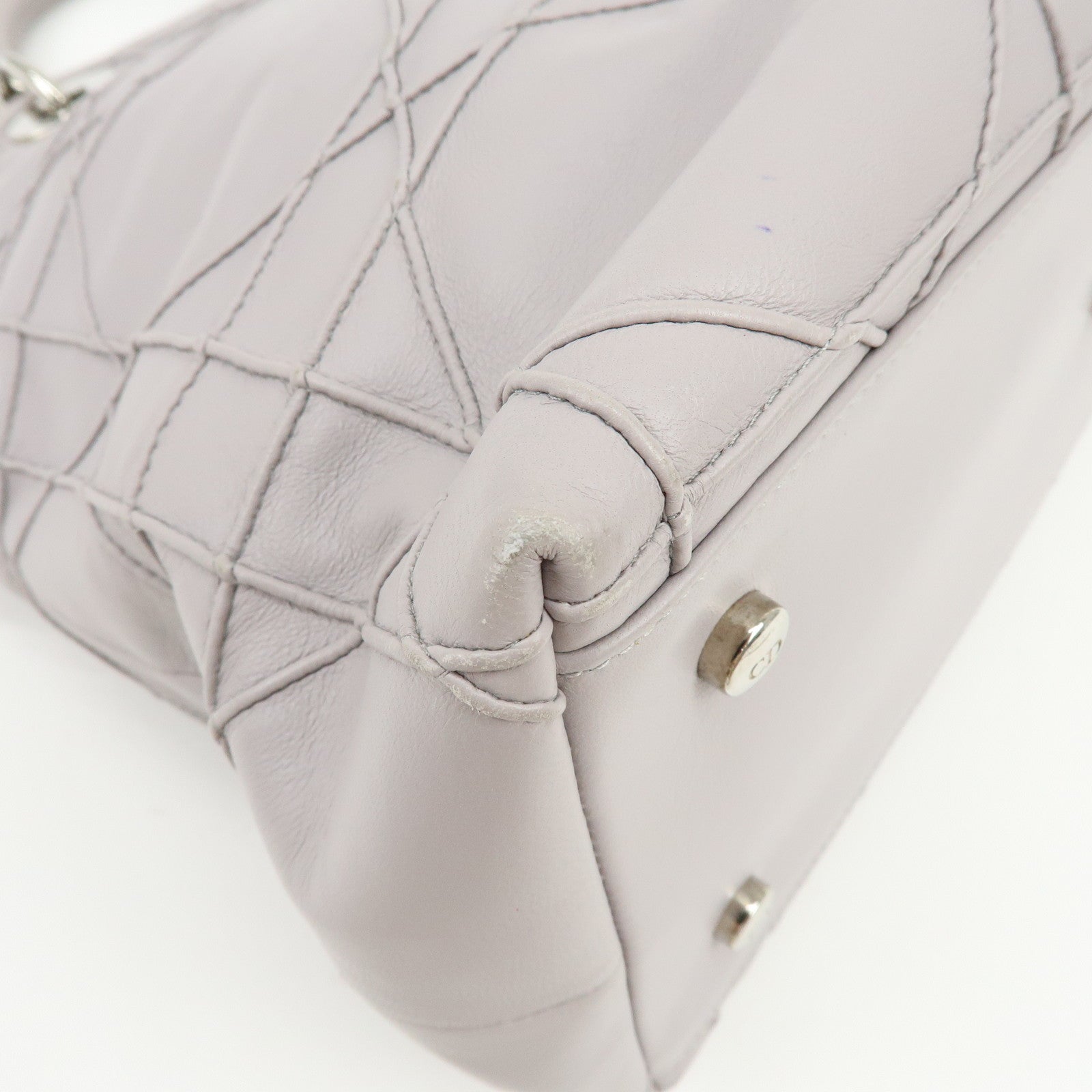 Christian Dior Granville Cannage Leather 2Way Hand Shoulder Bag Purple