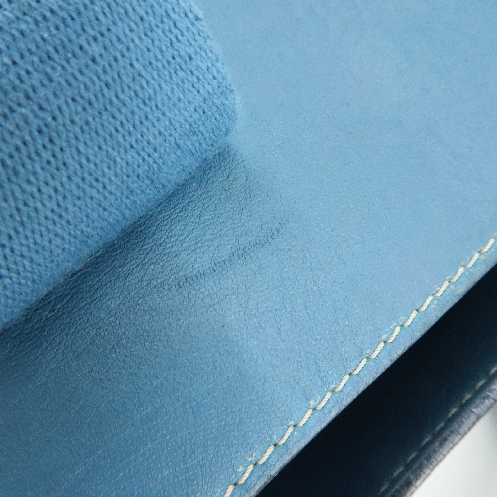 HERMES Valparaiso PM Canvas Leather Tote Hand Bag □K Stamped Blue Jean