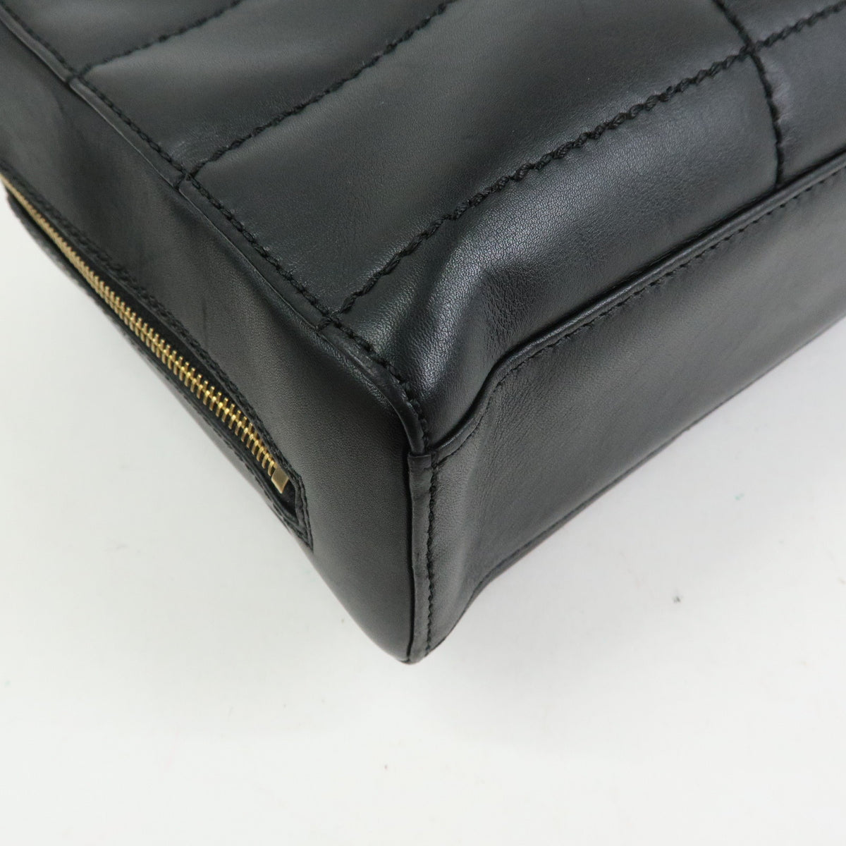 CHANEL Chocolate Bar Calf Skin Chain Shoulder Bag Hand Bag Black