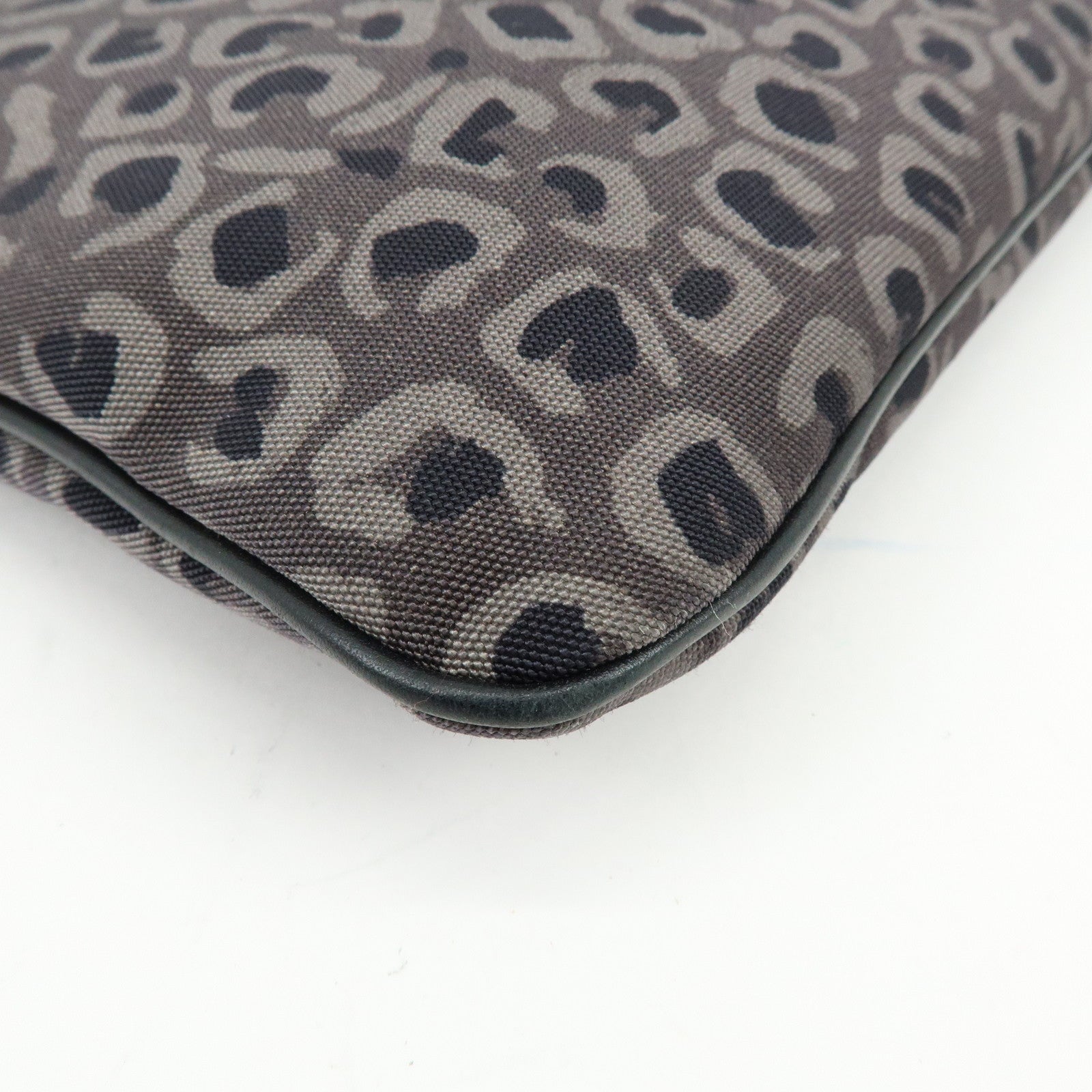 GUCCI Canvas Leather Clutch Bag Leopard Grey Black 353478