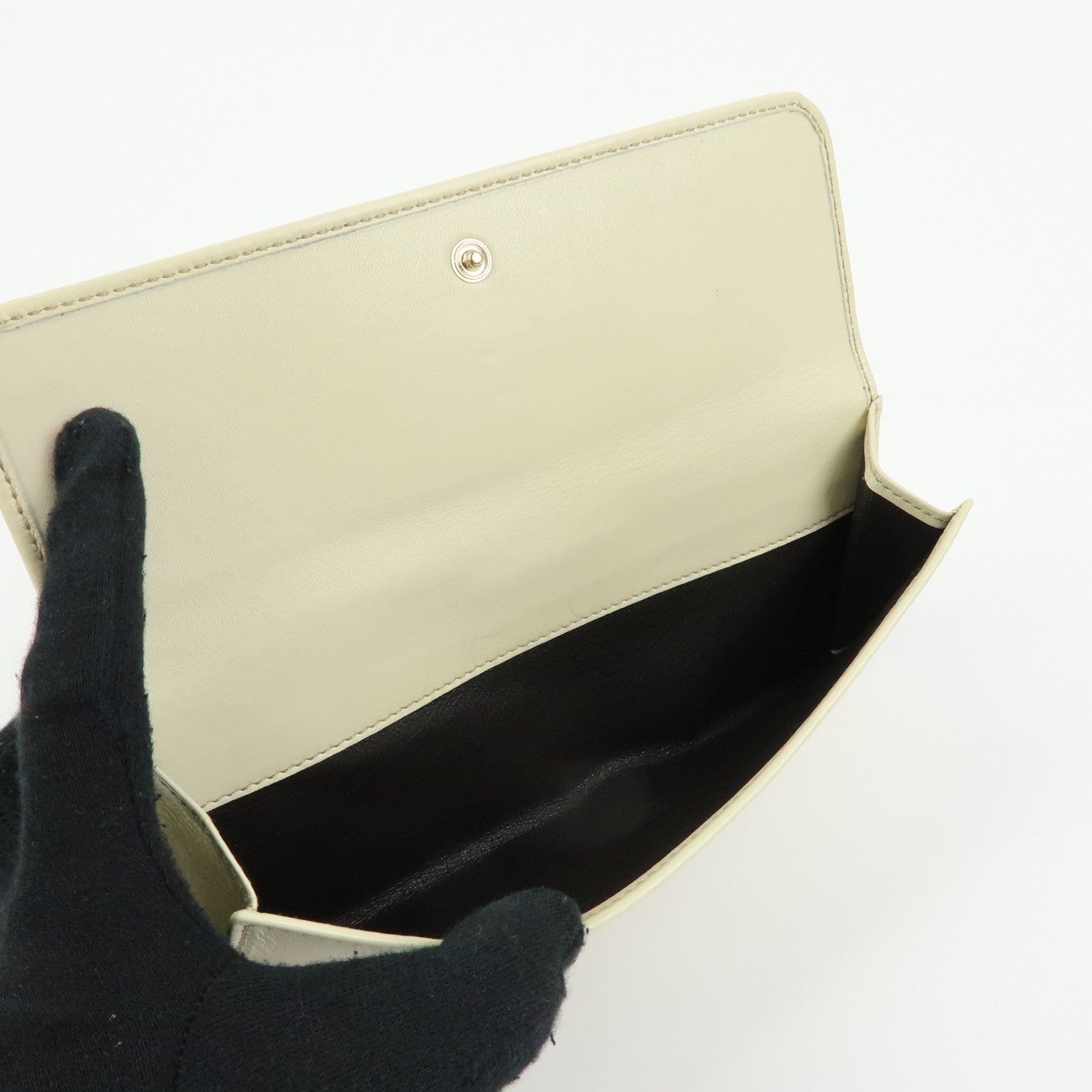 GUCCI Interlocking G Leather W Hook Long Wallet Ivory 162360