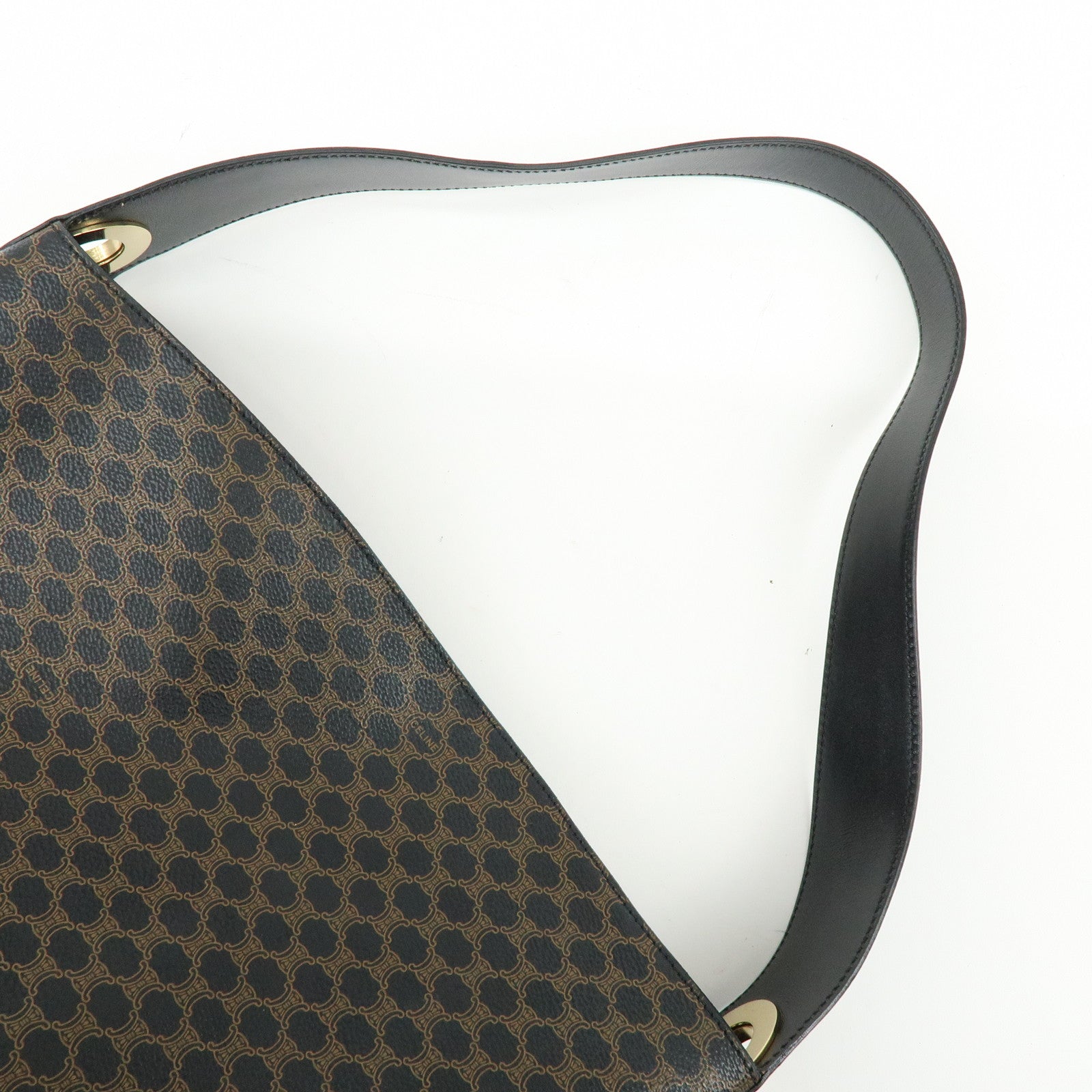 CELINE Macadam PVC Leather Shoulder Bag Brown Black