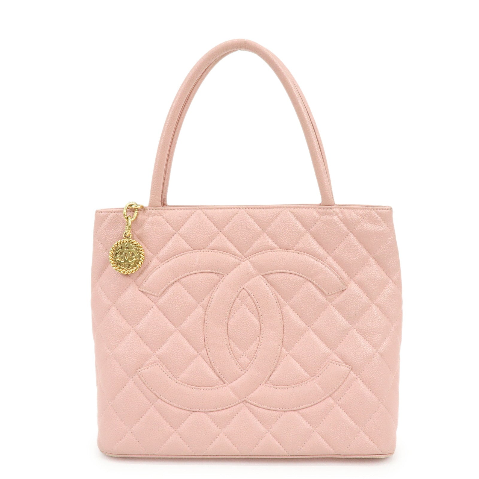 CHANEL Medallion Matelasse COCO Mark Caviar Skin Tote Bag A01804