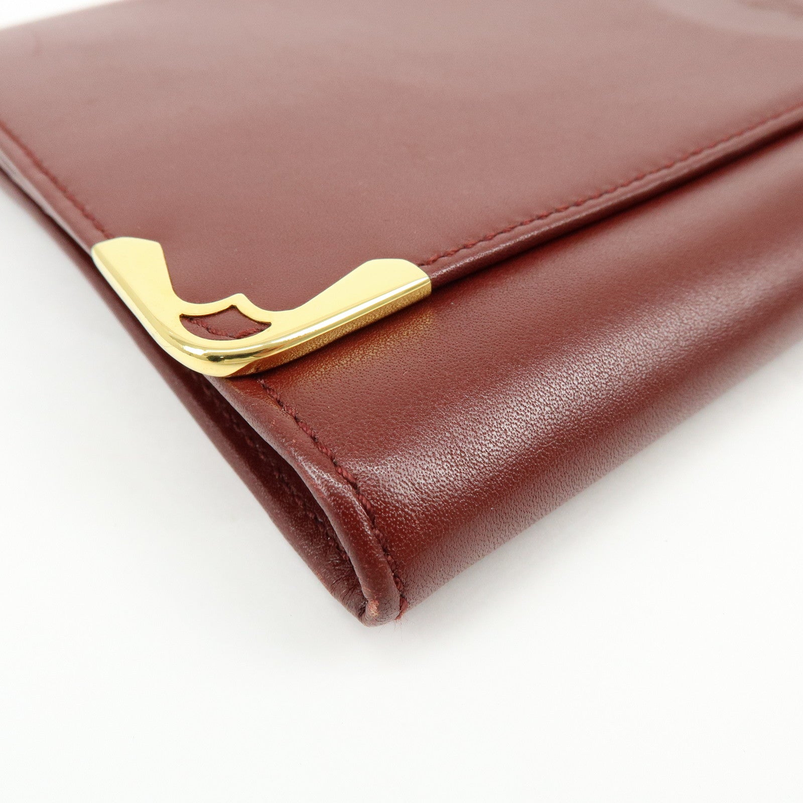 Cartier Must de Cartier Leather Clutch Bag Flat Pouch Bordeaux