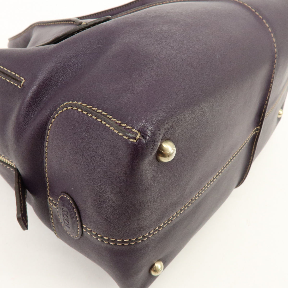 TOD'S Logo Leather 2Way Bag Shoulder Bag Purple