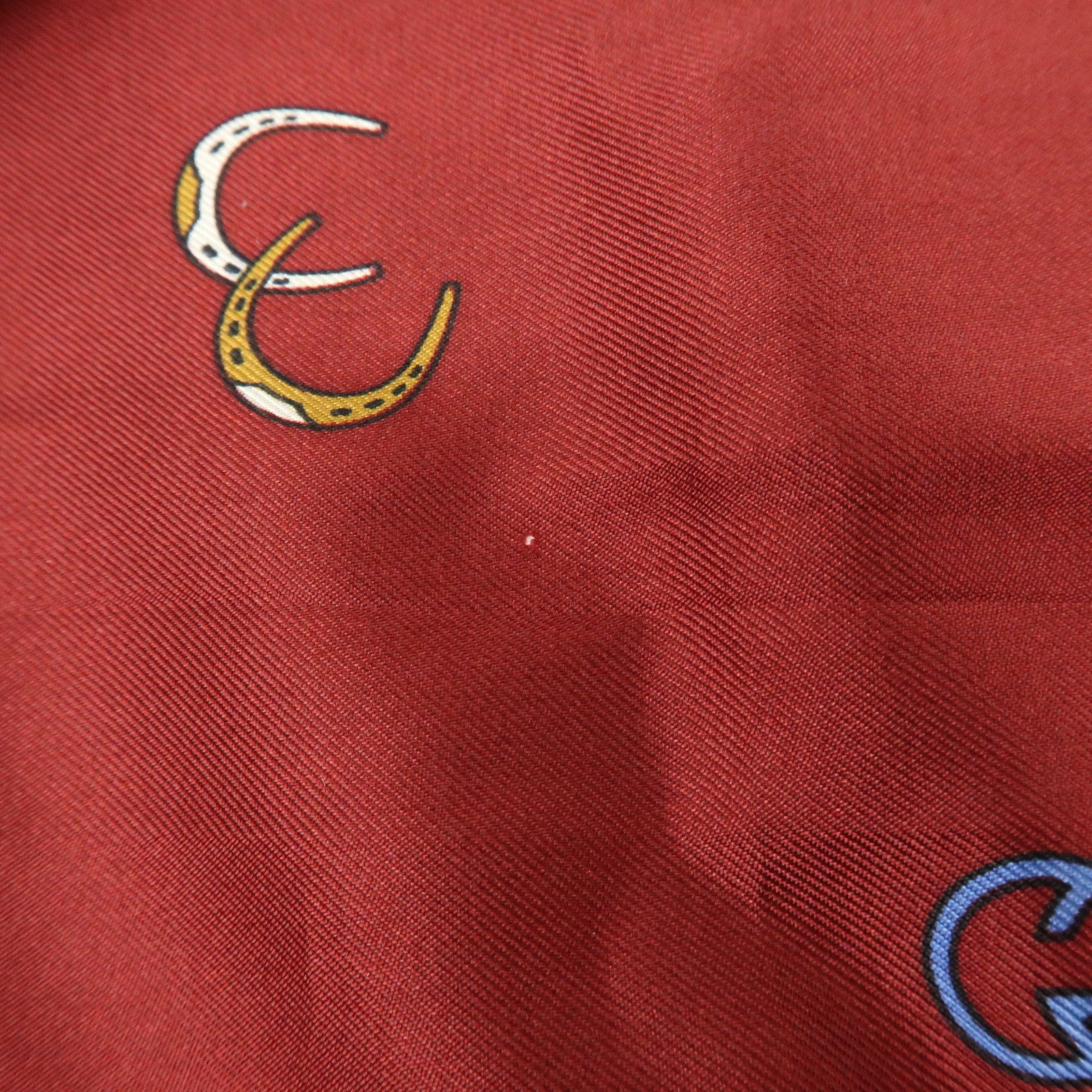 GUCCI Silk 100% Double G Horseshoe Scarf Bordeaux White Blue