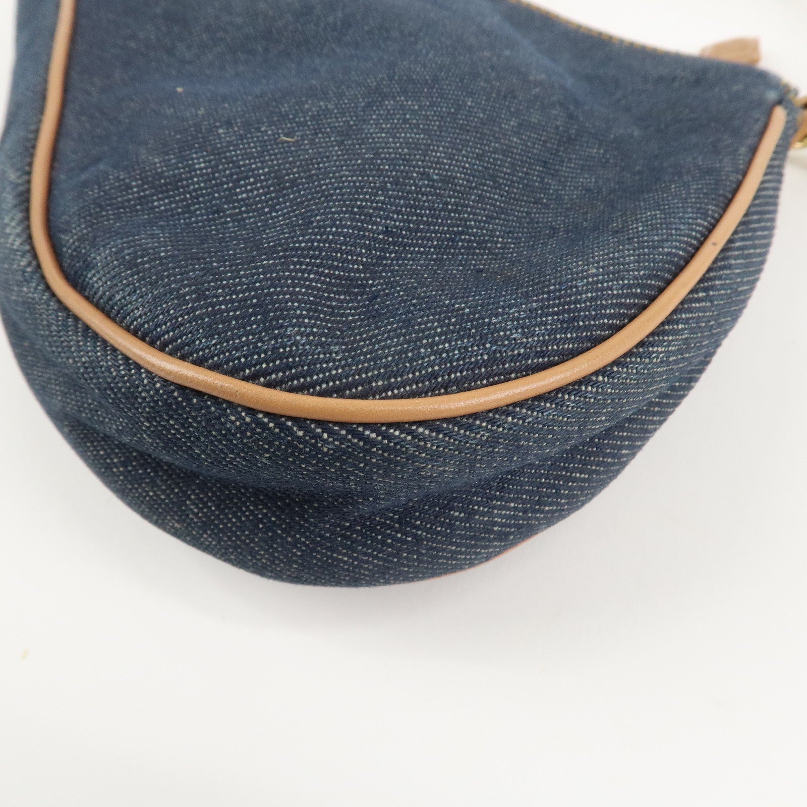 Christian Dior Saddle Pouch Denim Leather Hand Bag Shoulder Bag Indigo Used
