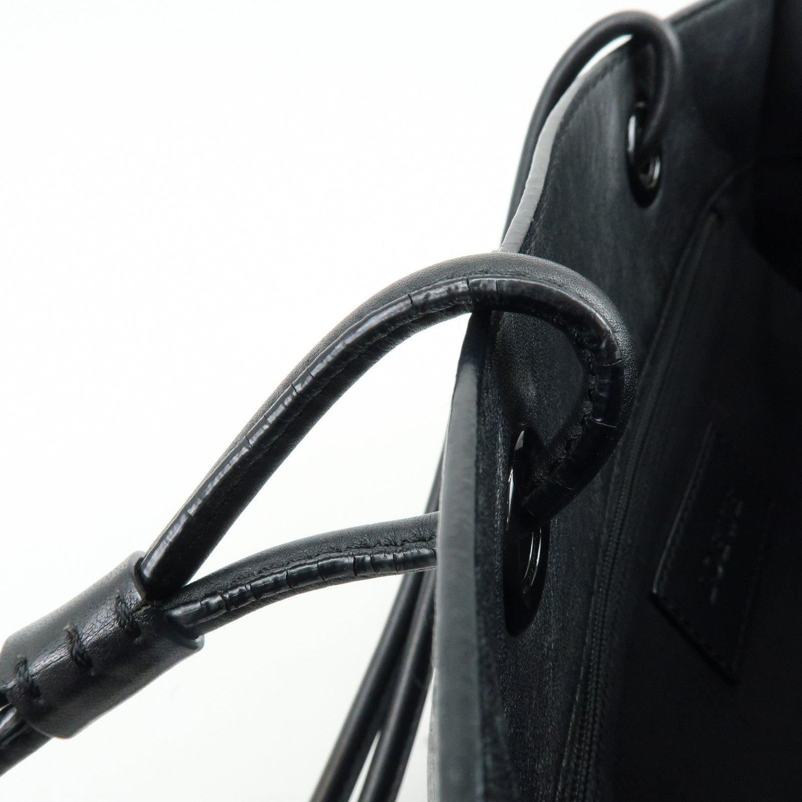 LOEWE Crown Logo Shopper Tote Leather Shoulder Bag Tote Bag Black